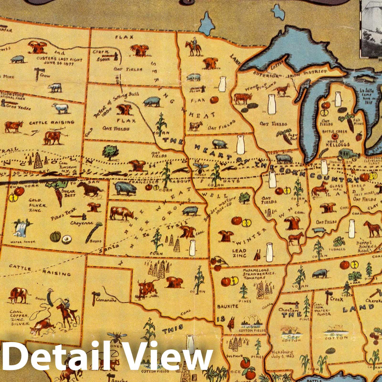 United States Pictorial Map, 1934 - Kellogg Company Historical Map Print