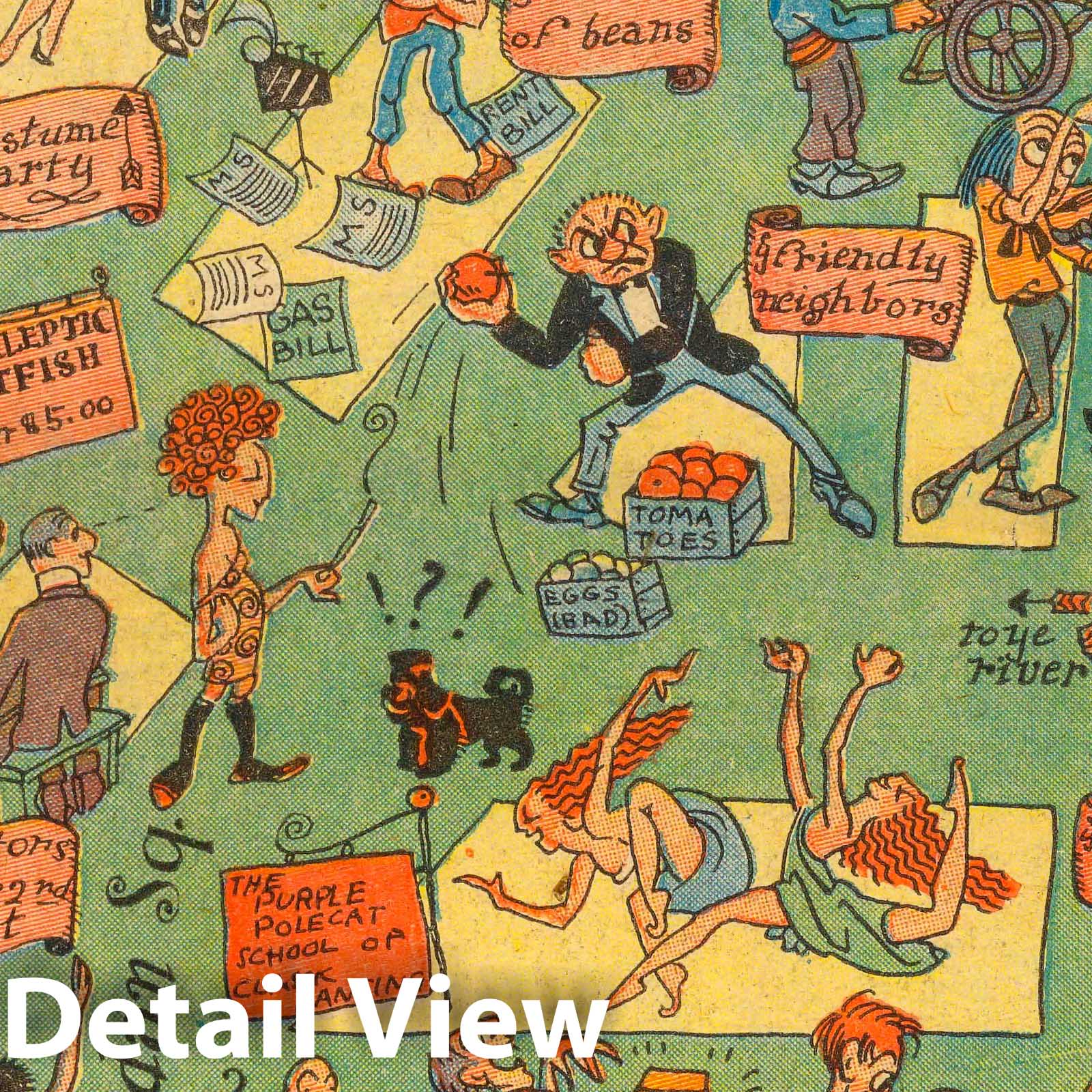 Greenwich Village, New York - Pictorial Map, 1922