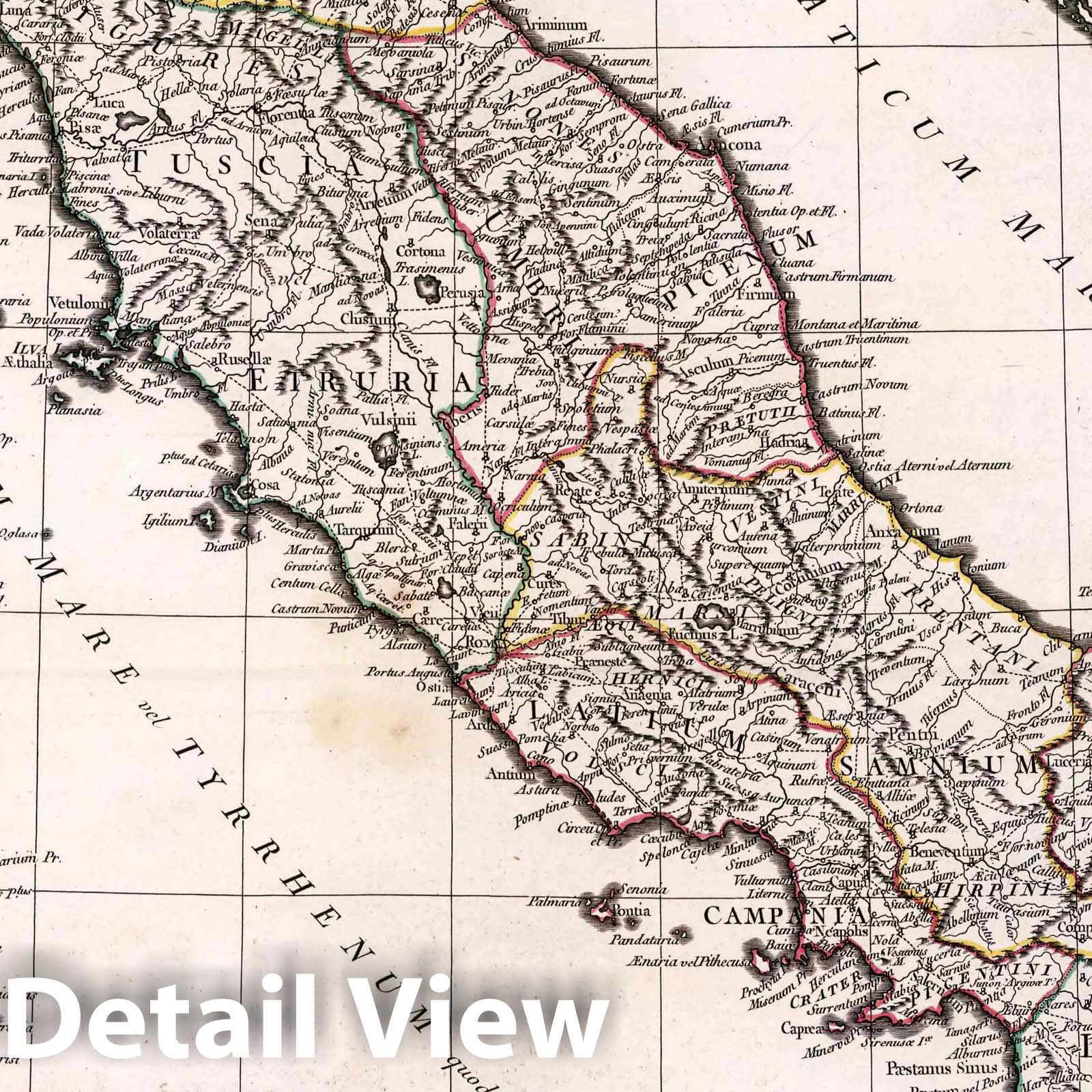 Ancient Italy with Rome - Road Map, 1764 - Historical Map Print