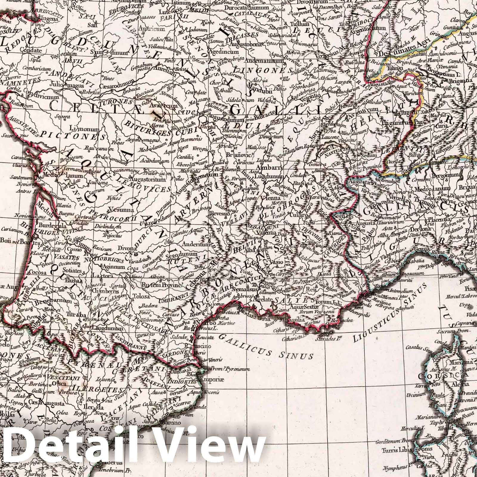 Western Roman Empire - Road Map, 1763 - Historical Map Reproduction