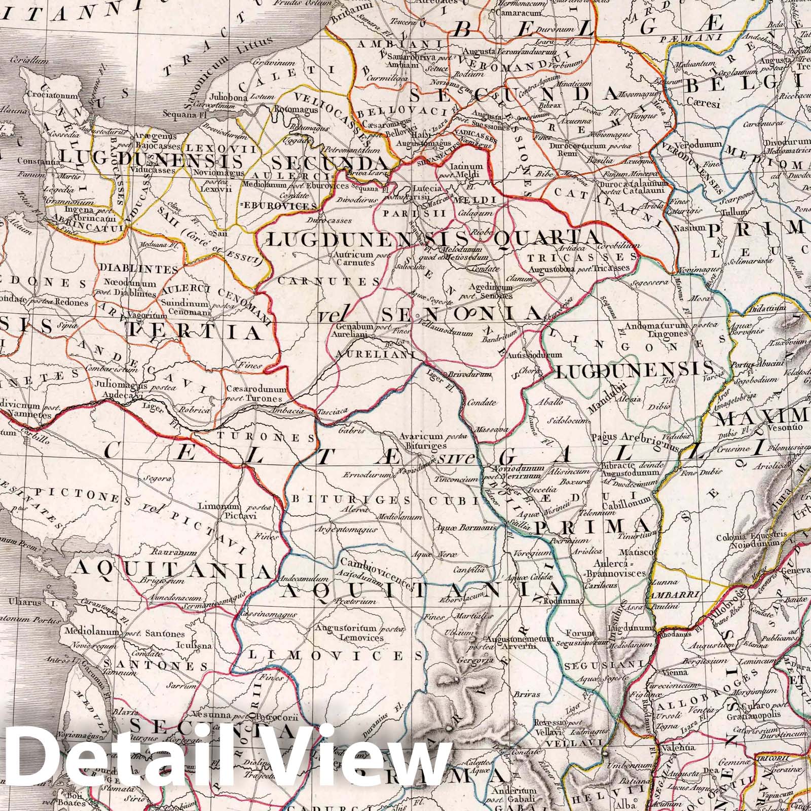 Ancient Gaul - Road Map, 1816 - Historical Map Print