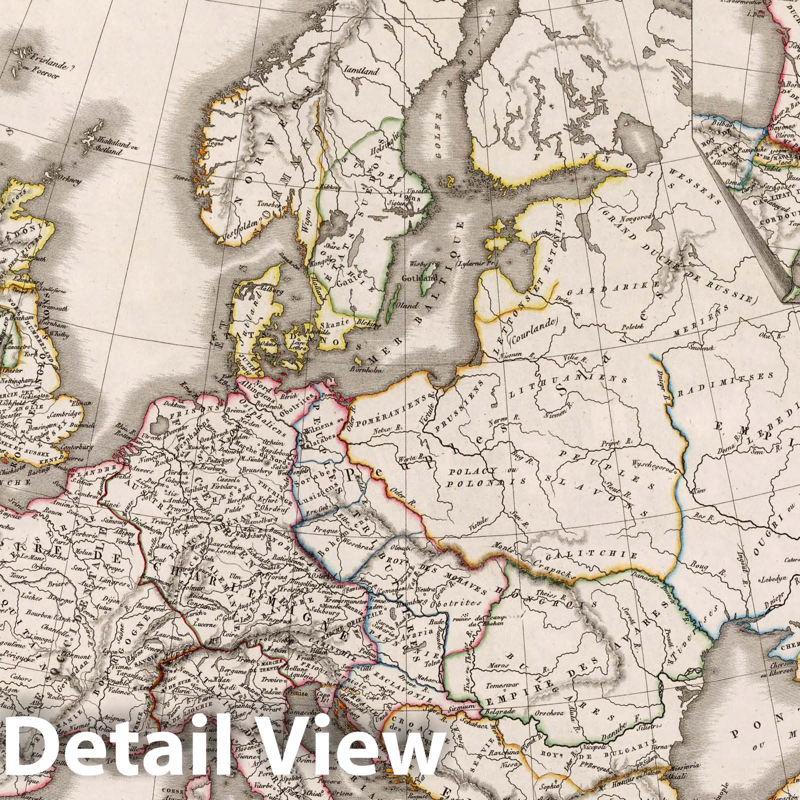 Europe under Charlemagne's Empire - Road Map, 1826 - Historical Map Print