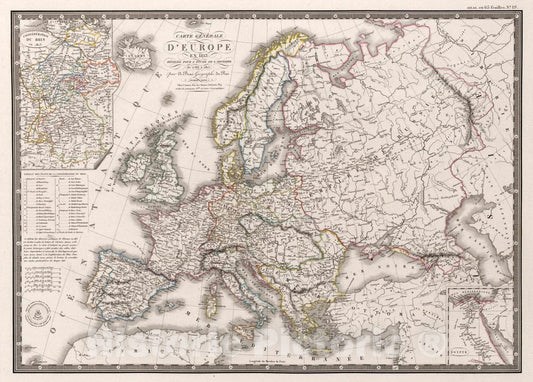Historic Map : Carte generale d'Europe en 1813, 1826 Atlas - Vintage Wall Art
