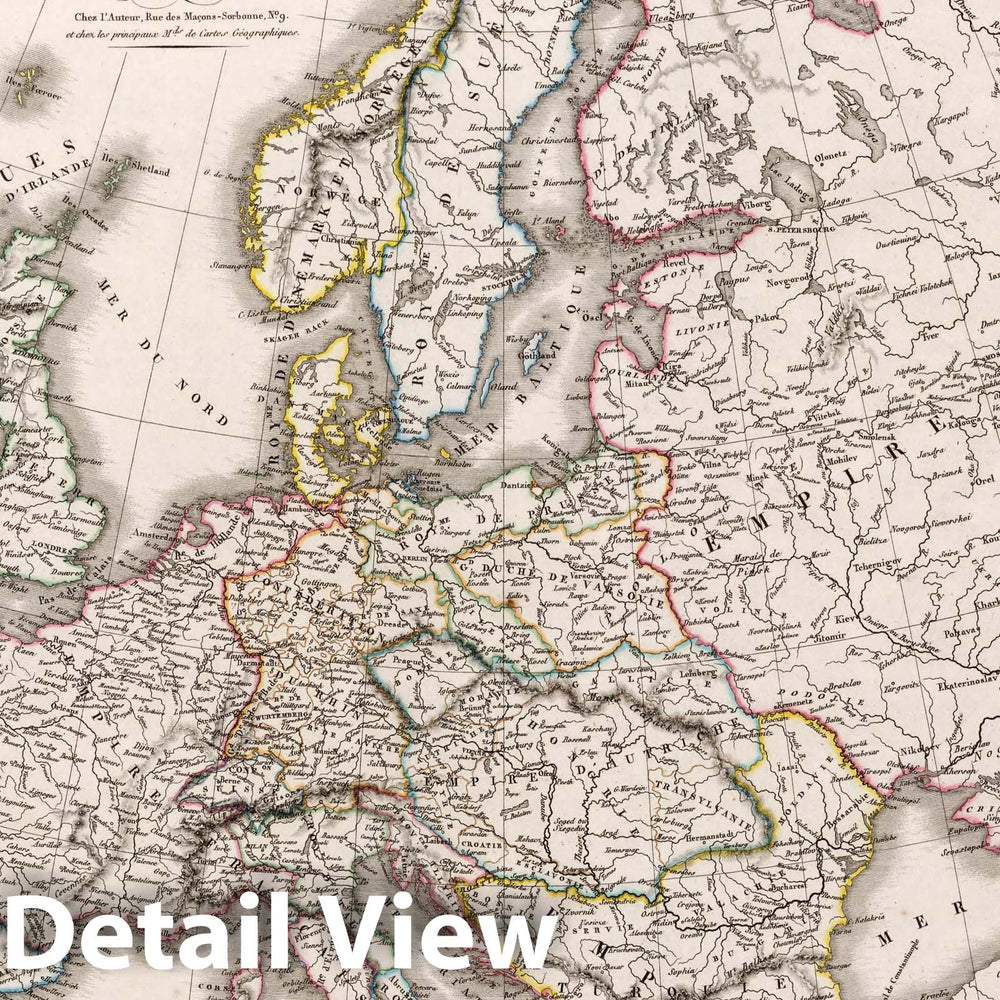 Historic Map : Carte generale d'Europe en 1813, 1826 Atlas - Vintage Wall Art