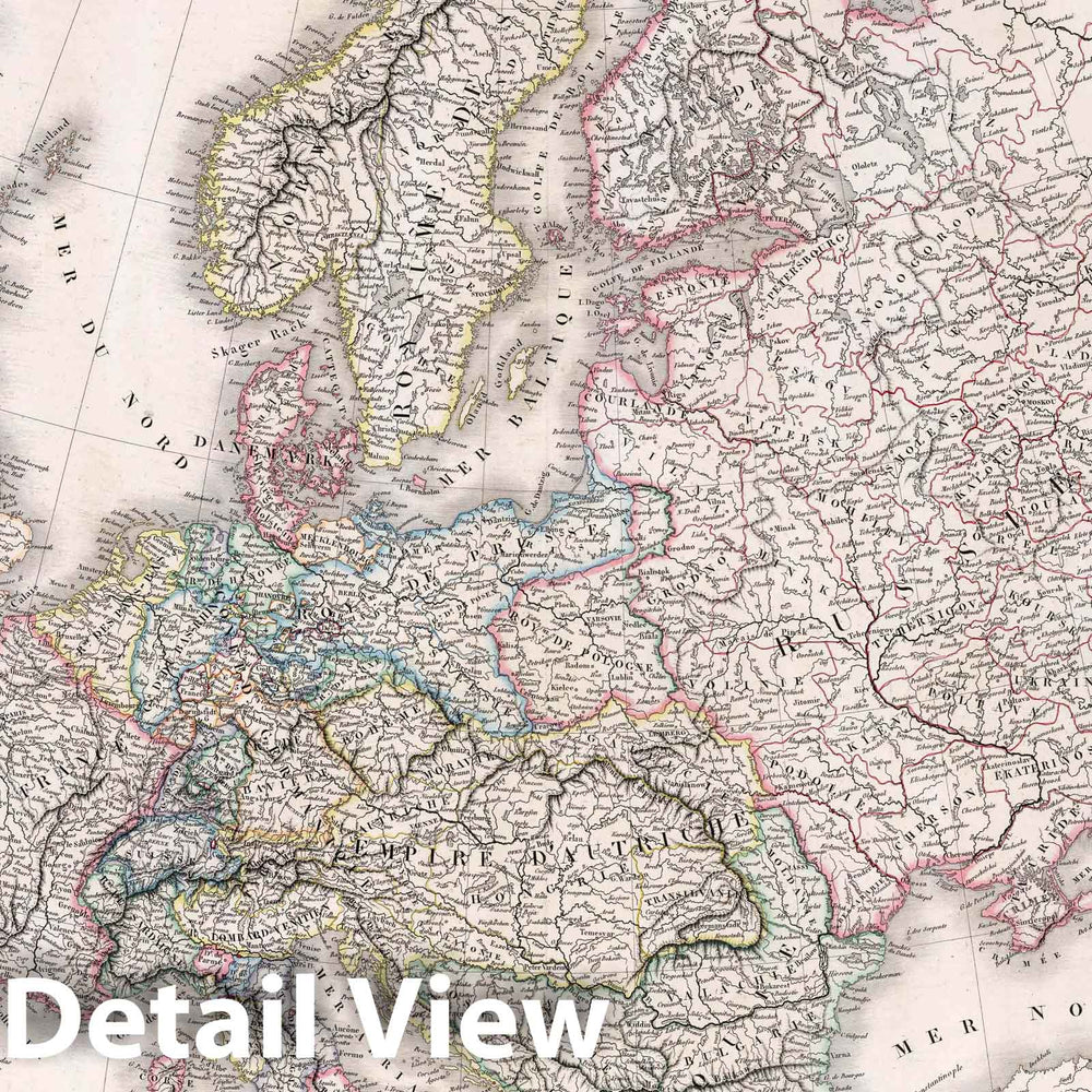 Historic Wall Map : Carte Physique et politique de l'Europe, 1829 Atlas - Vintage Wall Art