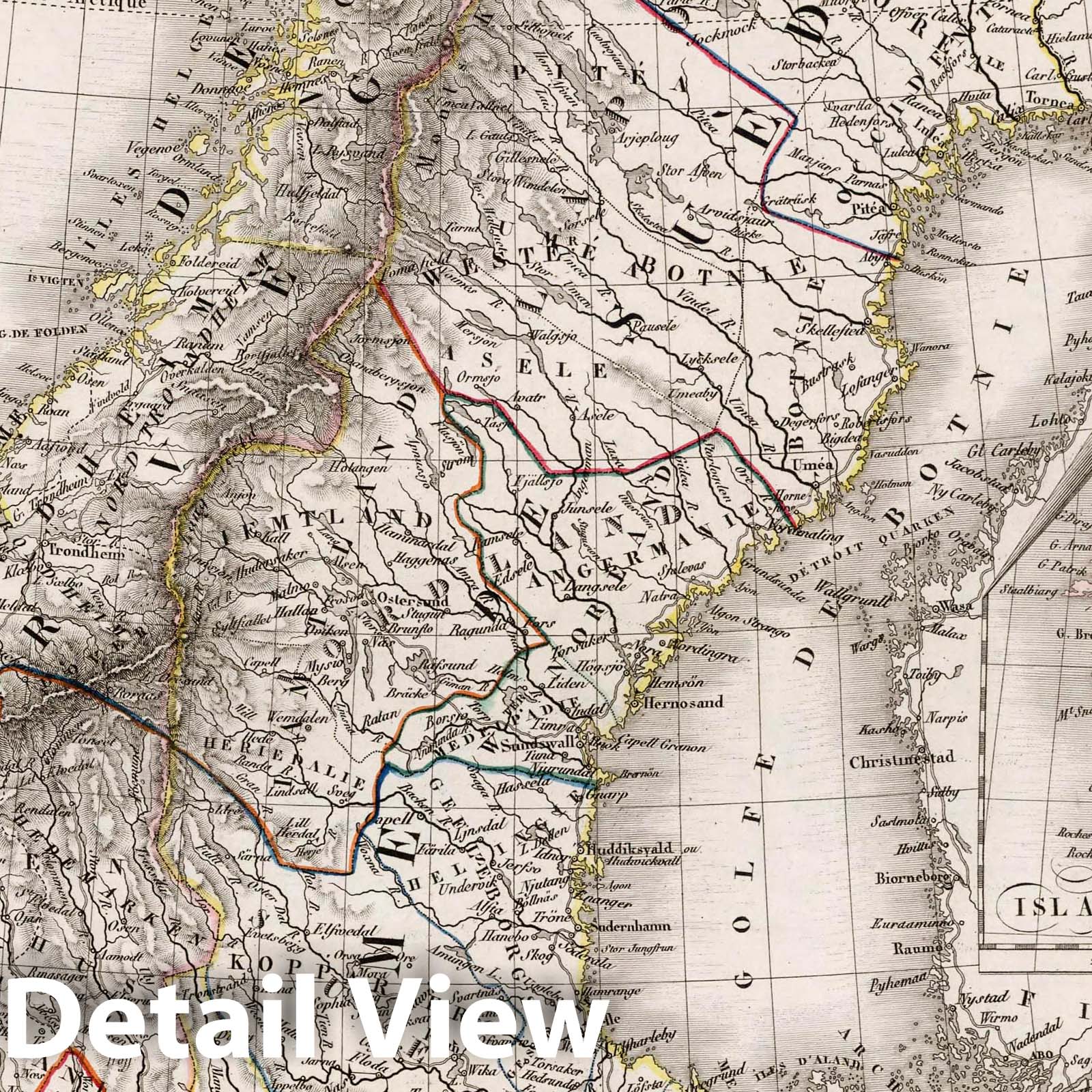Sweden, Norway, and Denmark with Iceland - Road Map, 1825