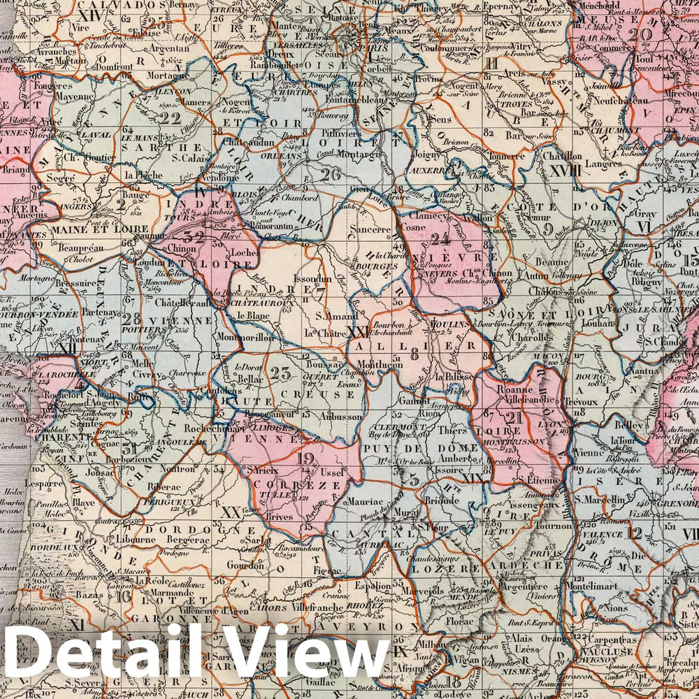 Historic Map : France, Royaume de France divise en 86 departemens, 1827 Atlas , Vintage Wall Art