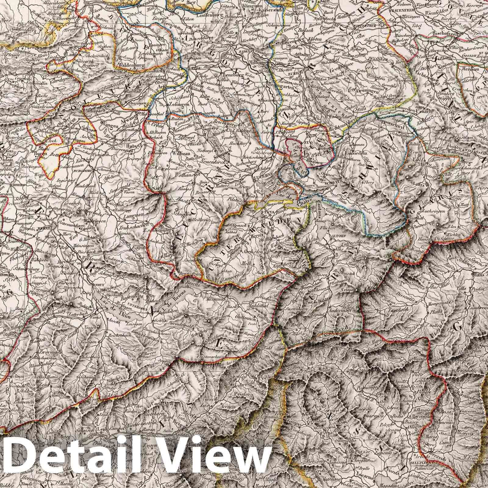 Switzerland - Road Map, 1822 - Historical Map Print