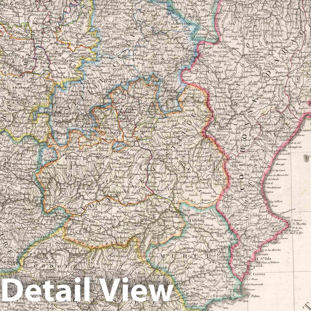 Historic Map : Spain, Espagne et Portugal. Dressee par le Chev. Lapie, Geographer. Dedies et presentes Au Roi. A Paris, 1829 Atlas , Vintage Wall Art