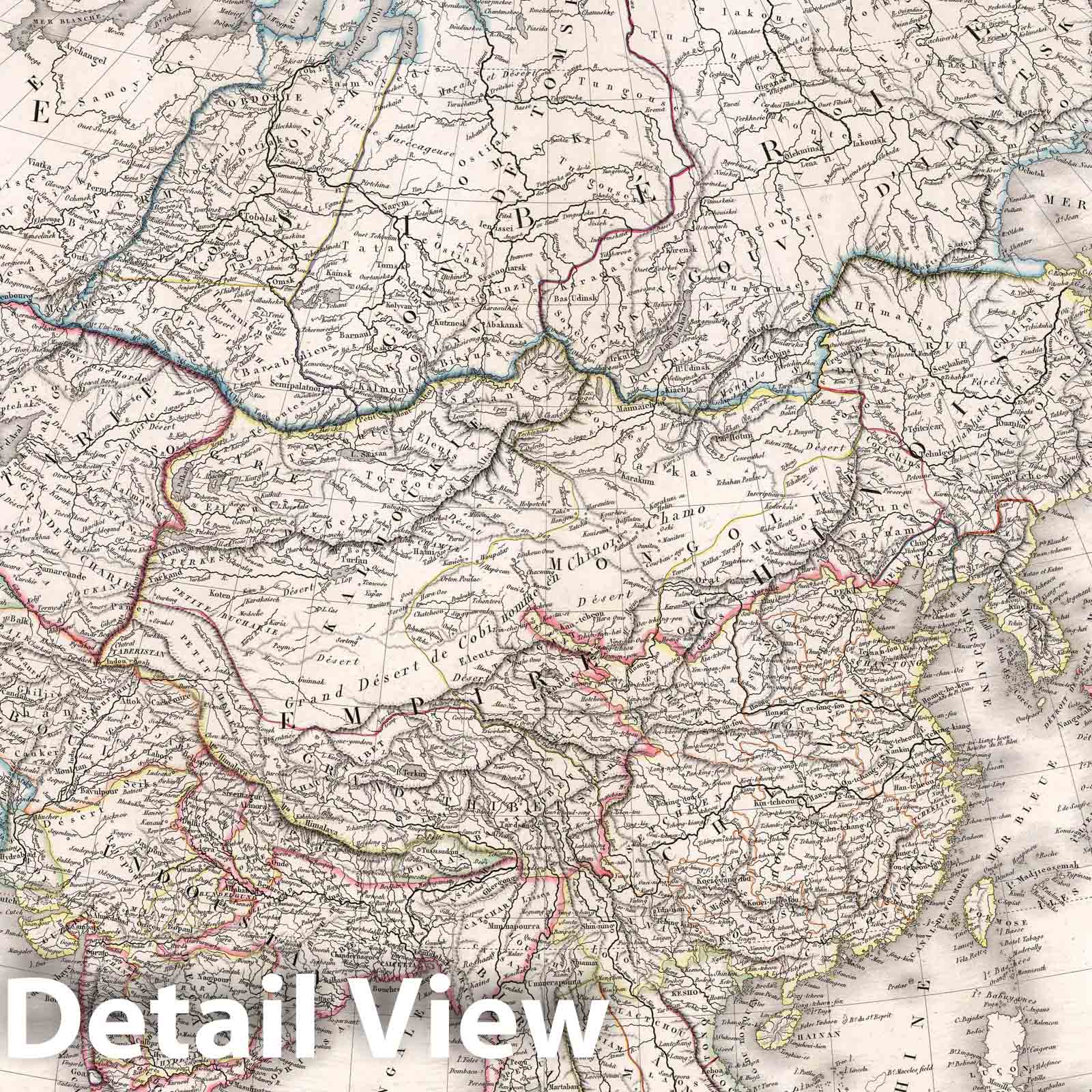 Asia - Road Map, 1829 - Historical Map Print