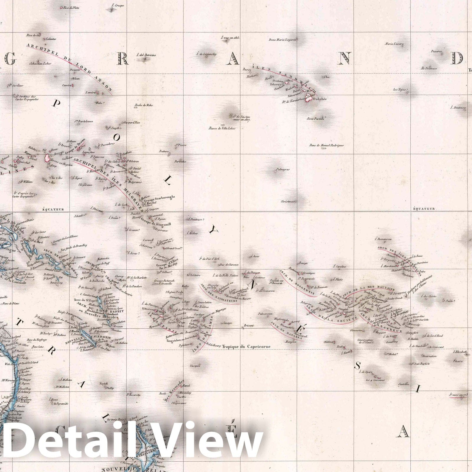 Oceania - Road Map, 1829 - Historical Map Print