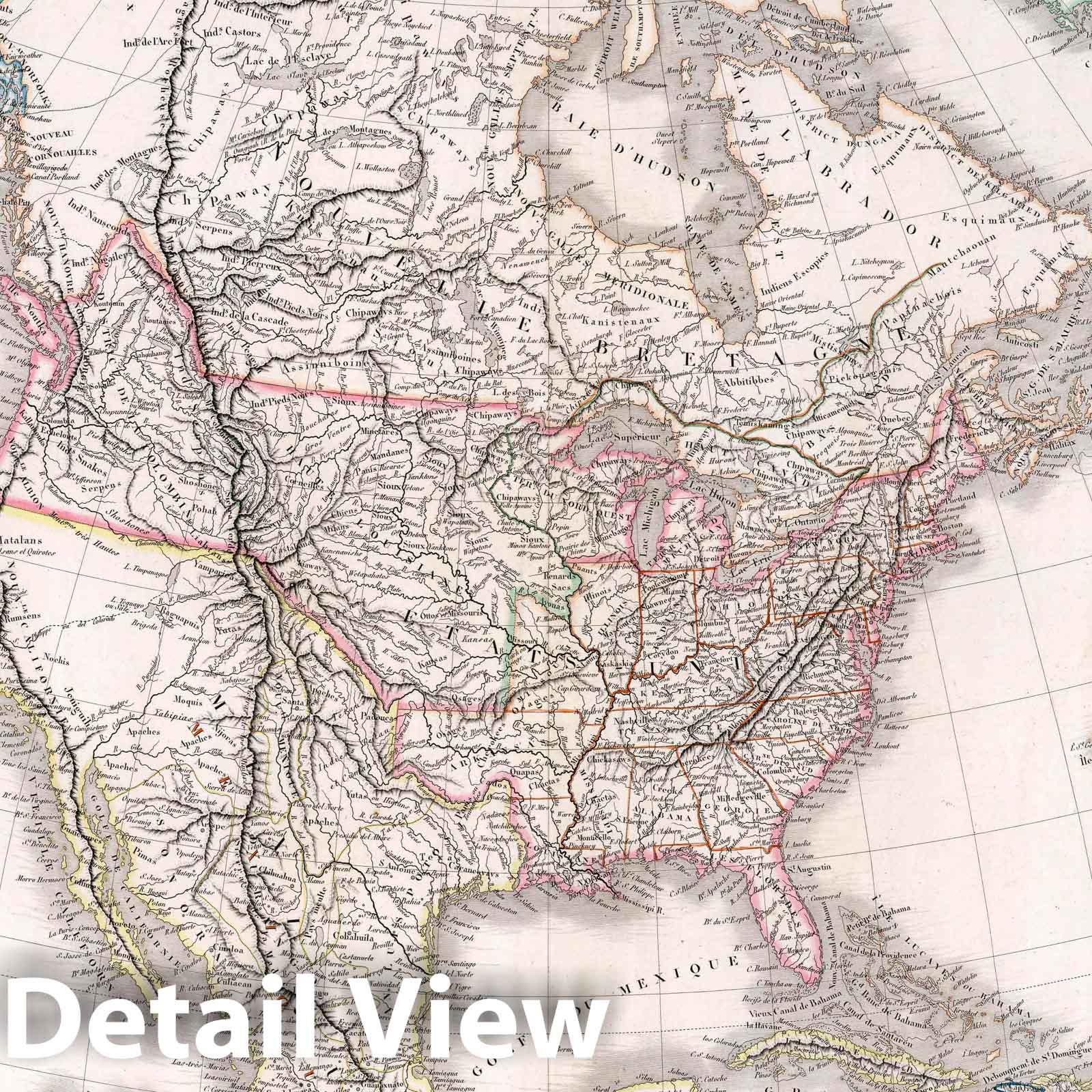 North America - Road Map, 1829 - Historical Map Print