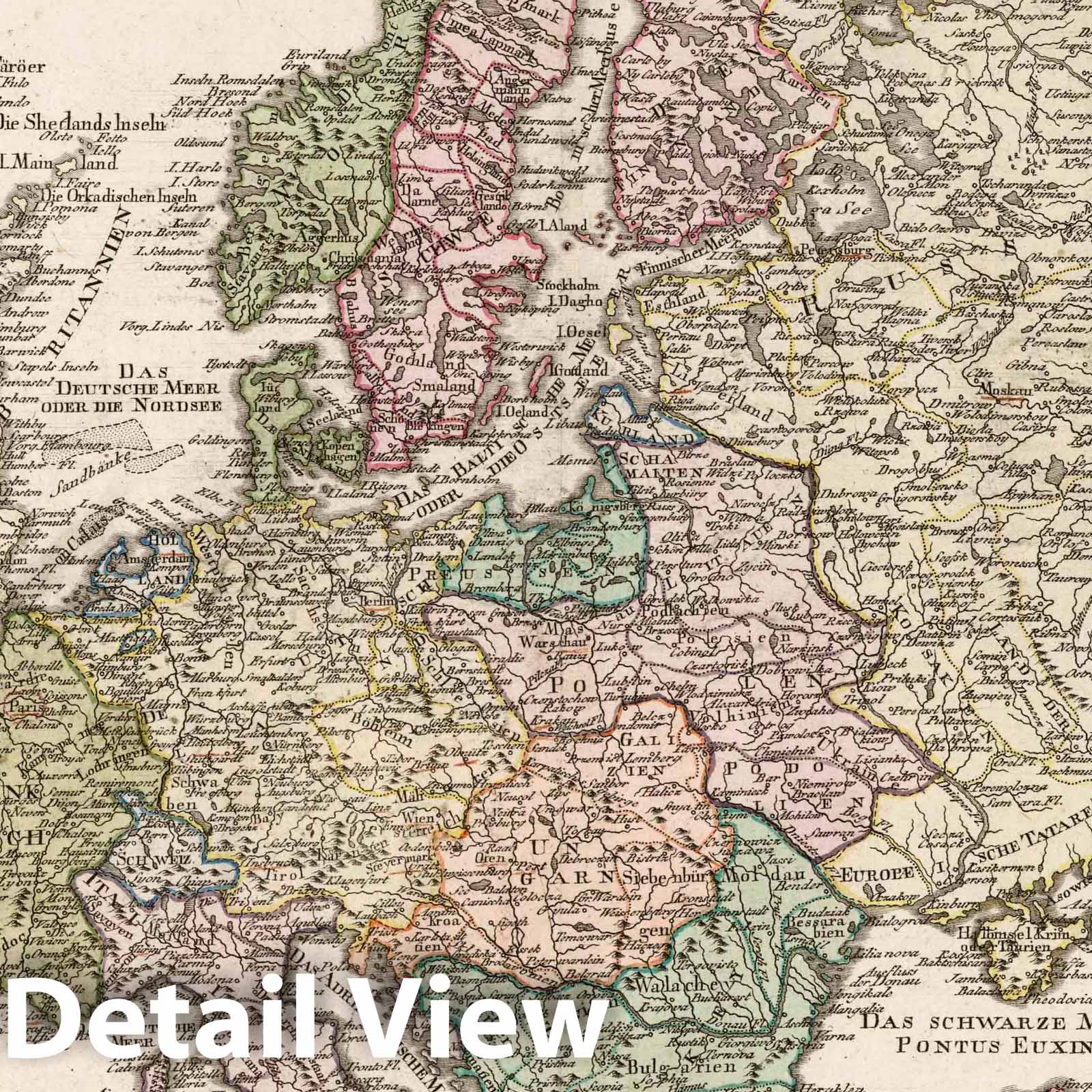 Europe - River Map, 1795 - Historical Map Print