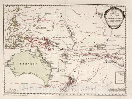 Historic Map : Australia VII. Karte von der Inselwelt Polynesien Oder dem funften Welttheile, 1795 Atlas , Vintage Wall Art