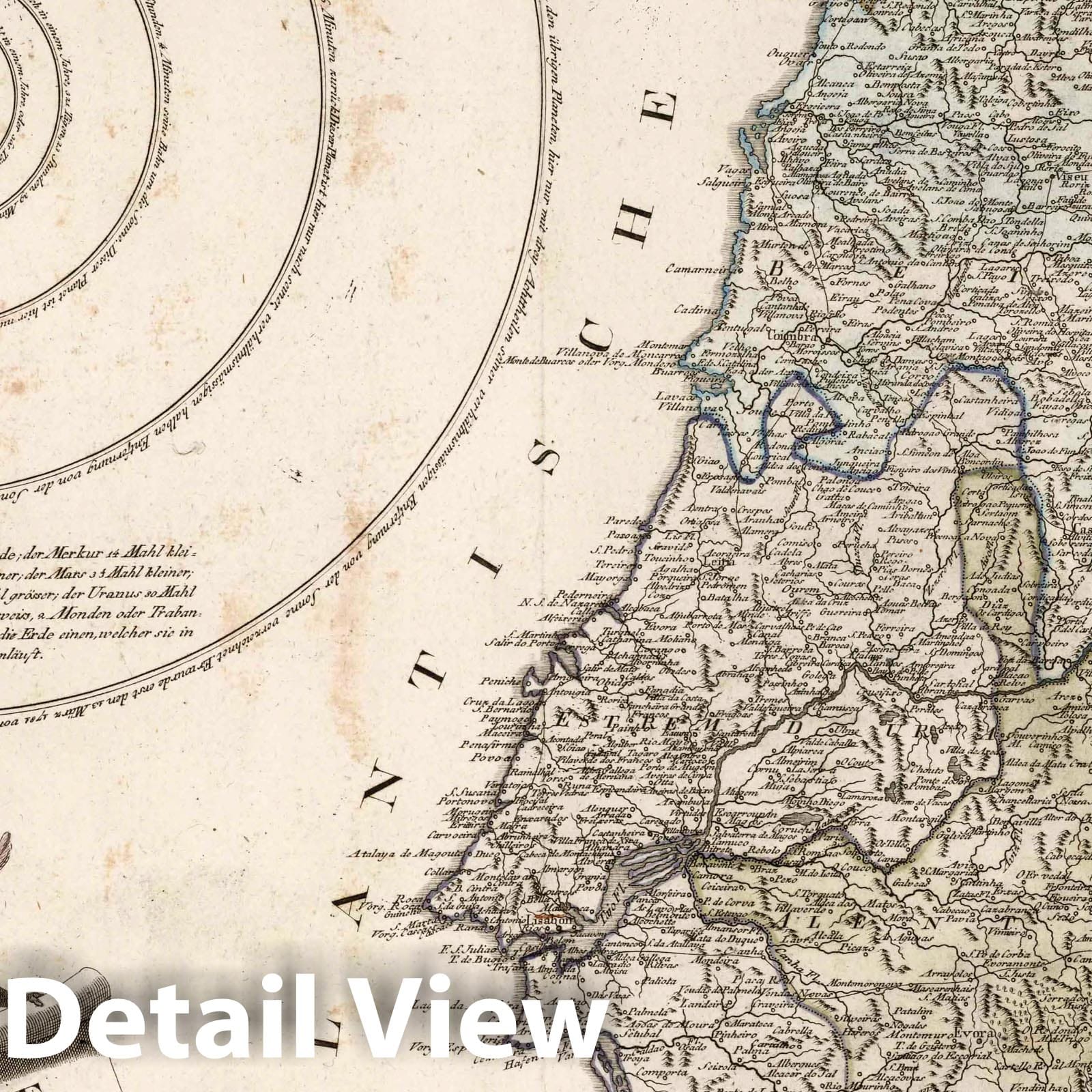 Portugal - Road Map, 1795 - Historical Map Print