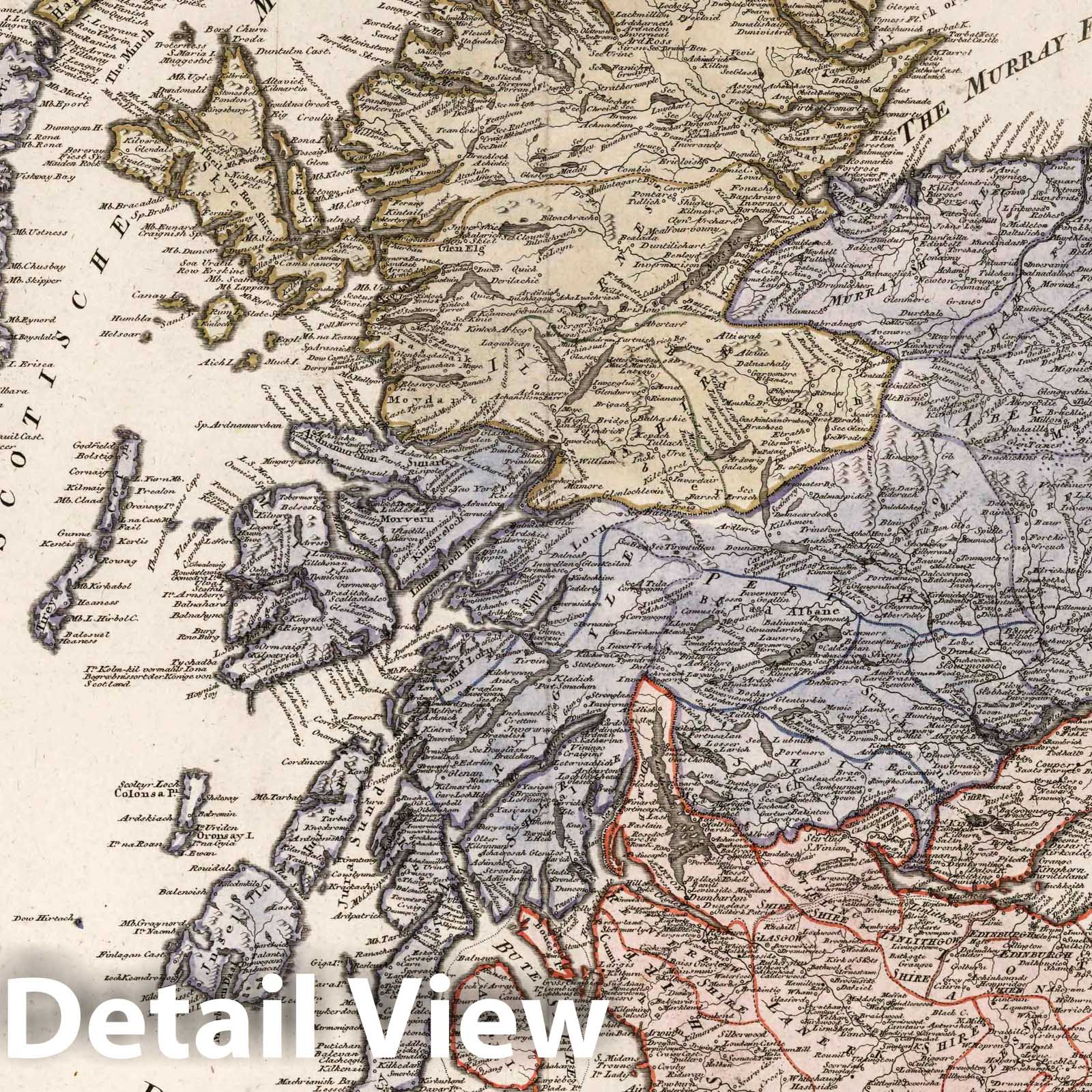 Scotland with Orkney and Shetland Islands - Road Map, 1795 - Historical Map Print
