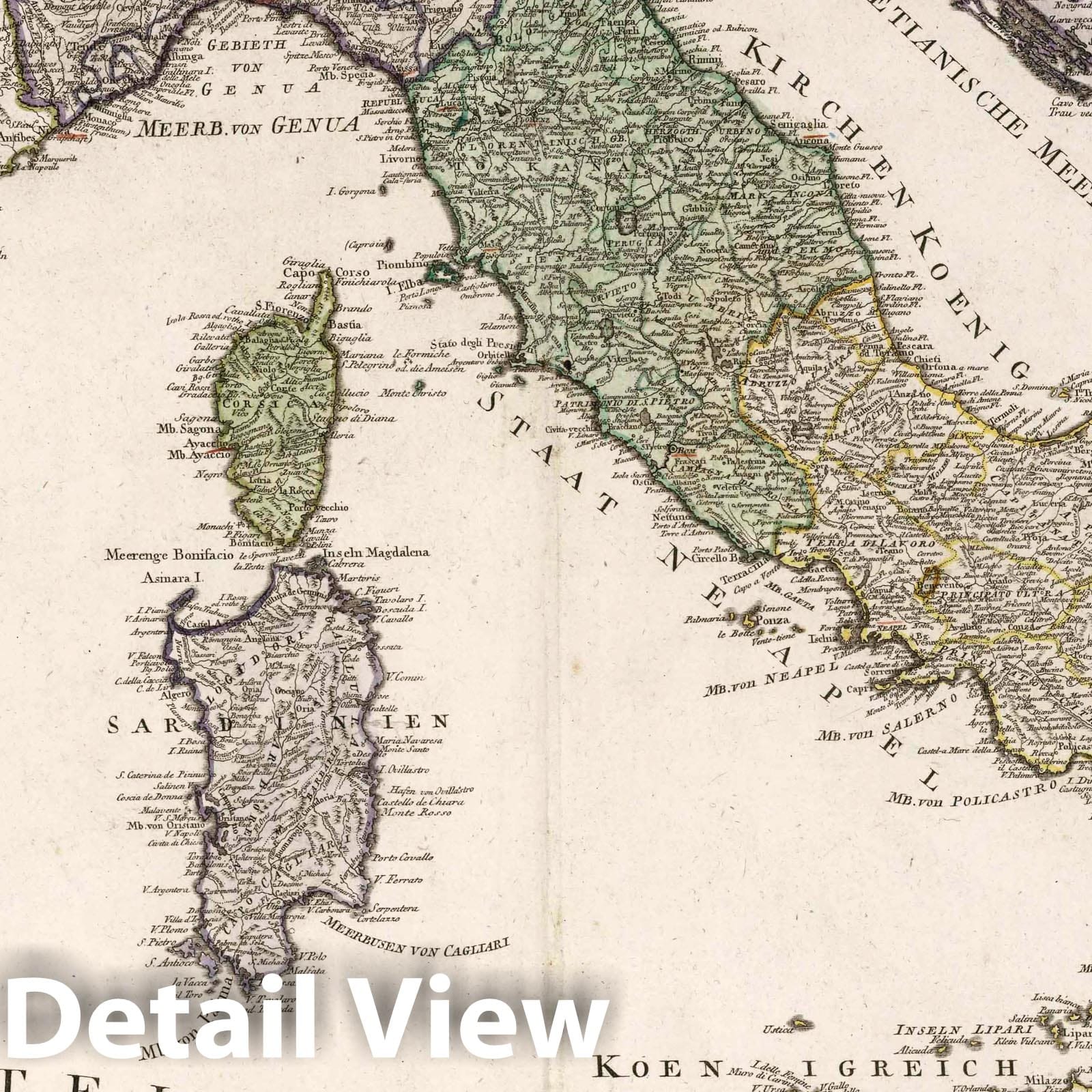 Italy - Road Map, 1796 - Hand-Colored Historical Map Print