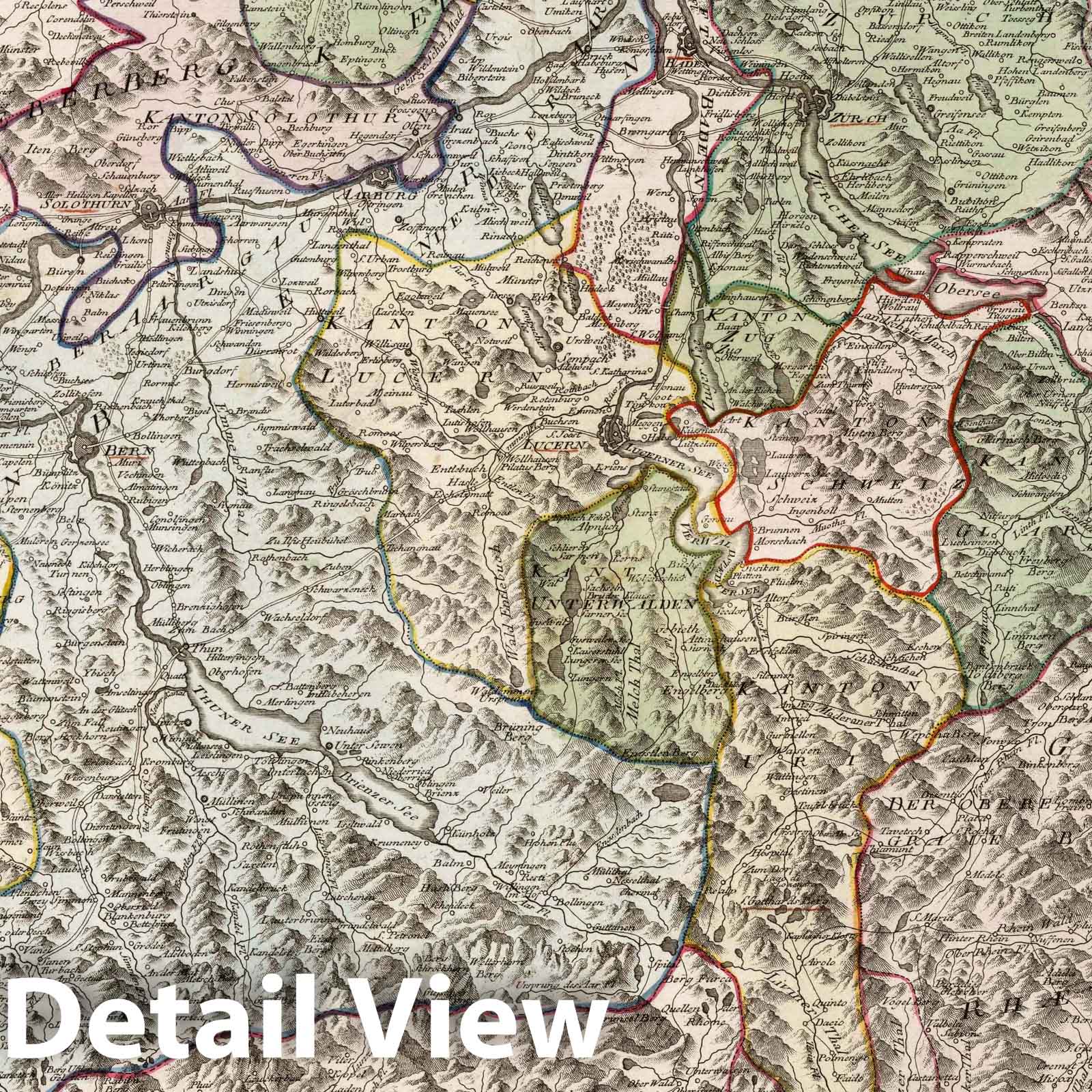 Switzerland - Road Map, 1796 - Historical Map Print