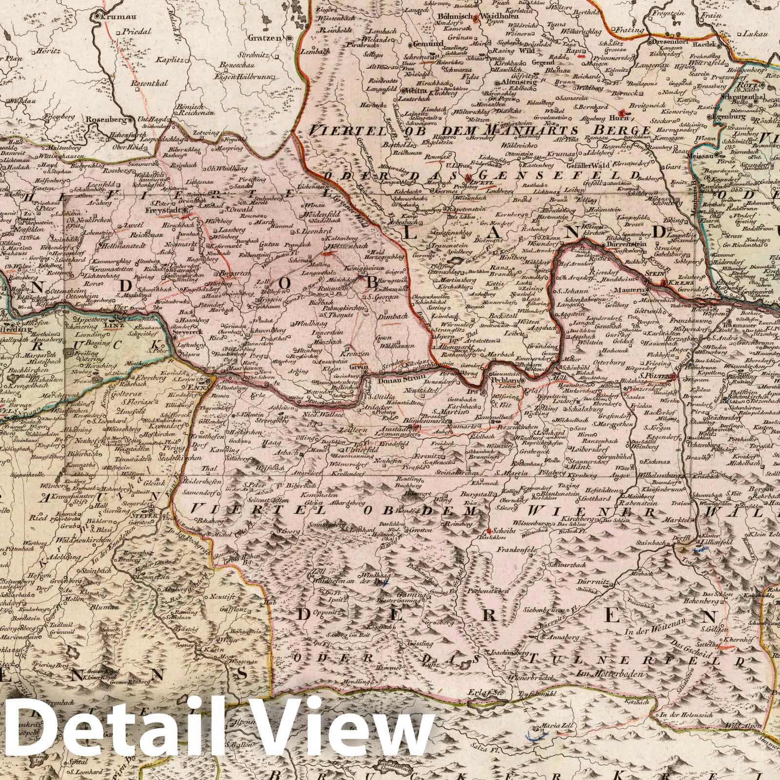 Austria - Road Map, 1795 - Historical Map Print