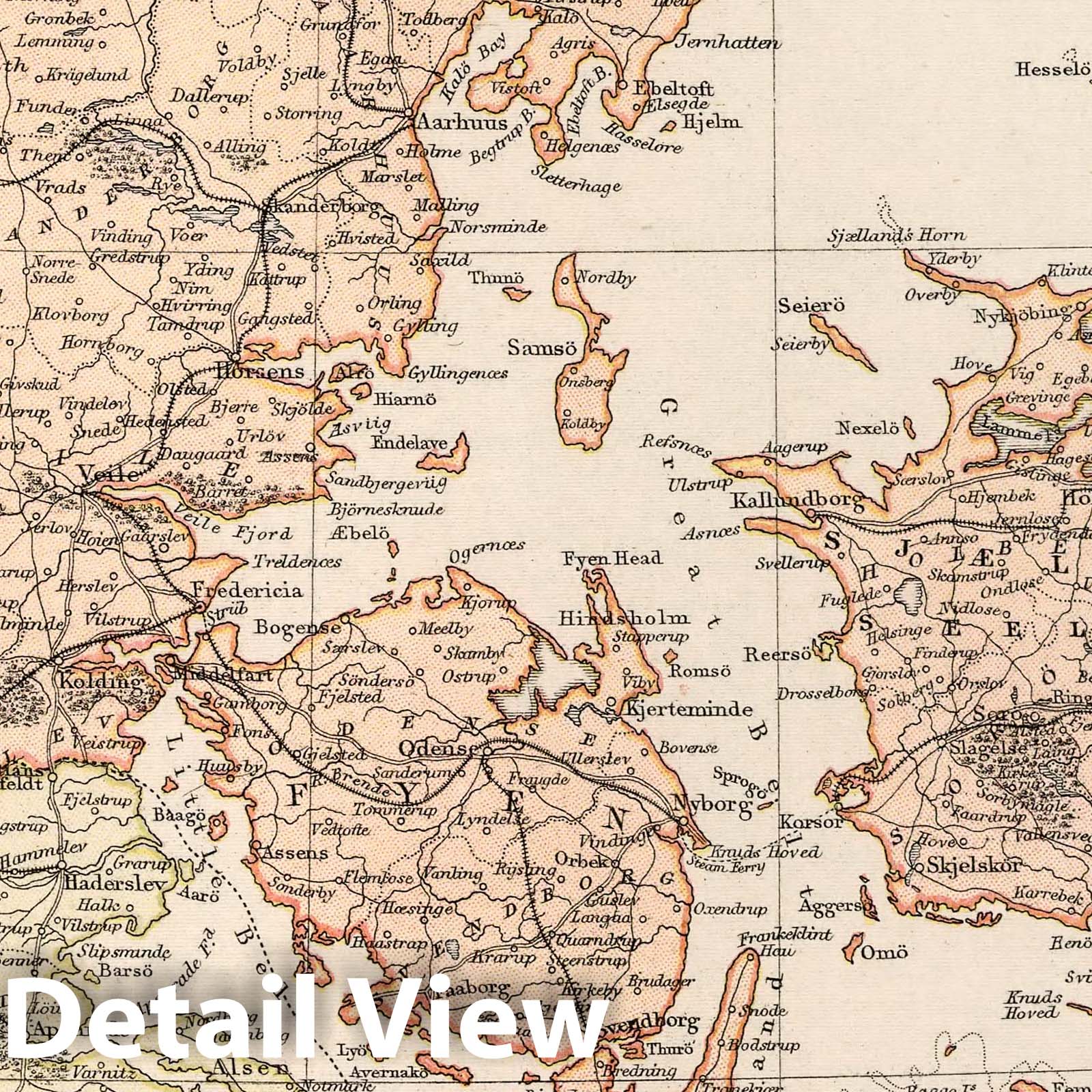 Denmark, Schleswig and Holstein - Physical Map, 1882 - Historical Map Print