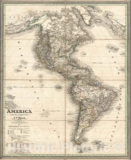 Historic Map : America entworfen und gezeichnet von C.F. Weiland gestv. E.F. Kratz. Weimar im Verlage des Geograph: Instituts. 1835, 1835 Case Map - Vintage Wall Art