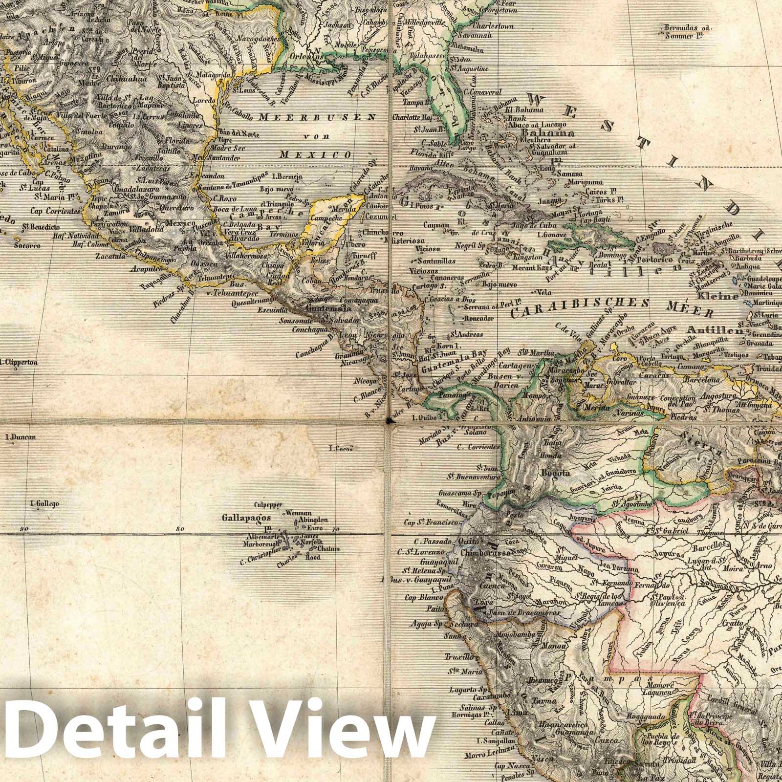 America - River Map, 1835 - Historical Map Print