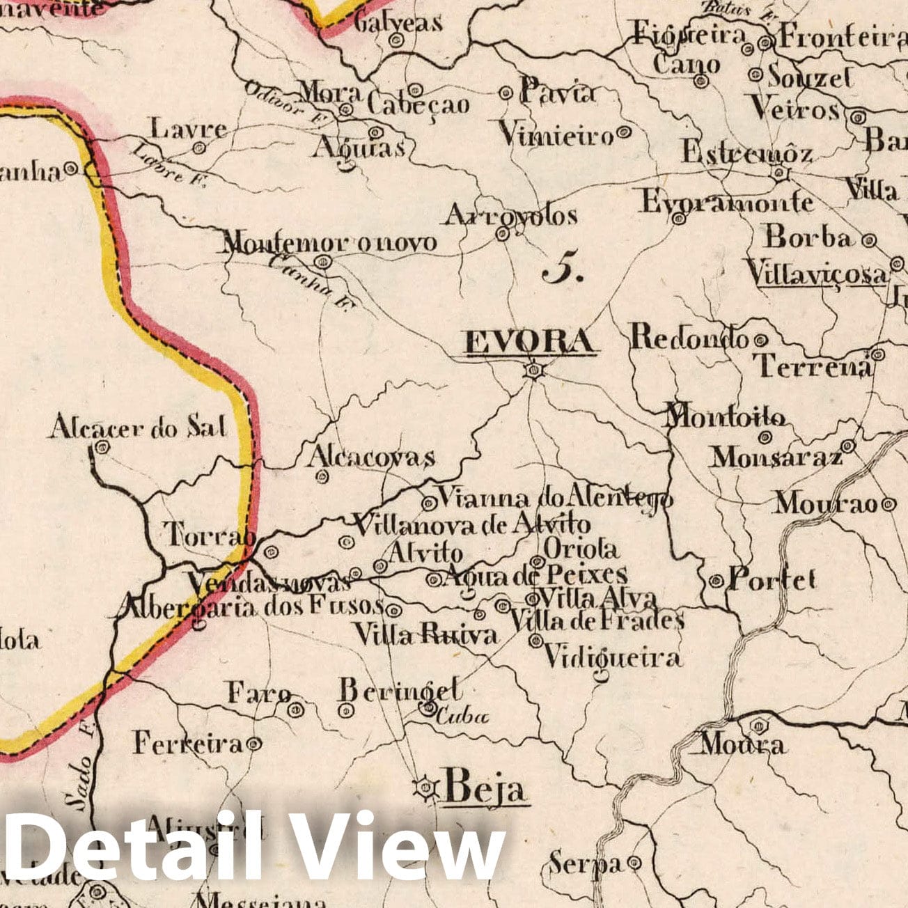 Portugal: Provinces Alentejo and Algarve - Boundary Map, 1825