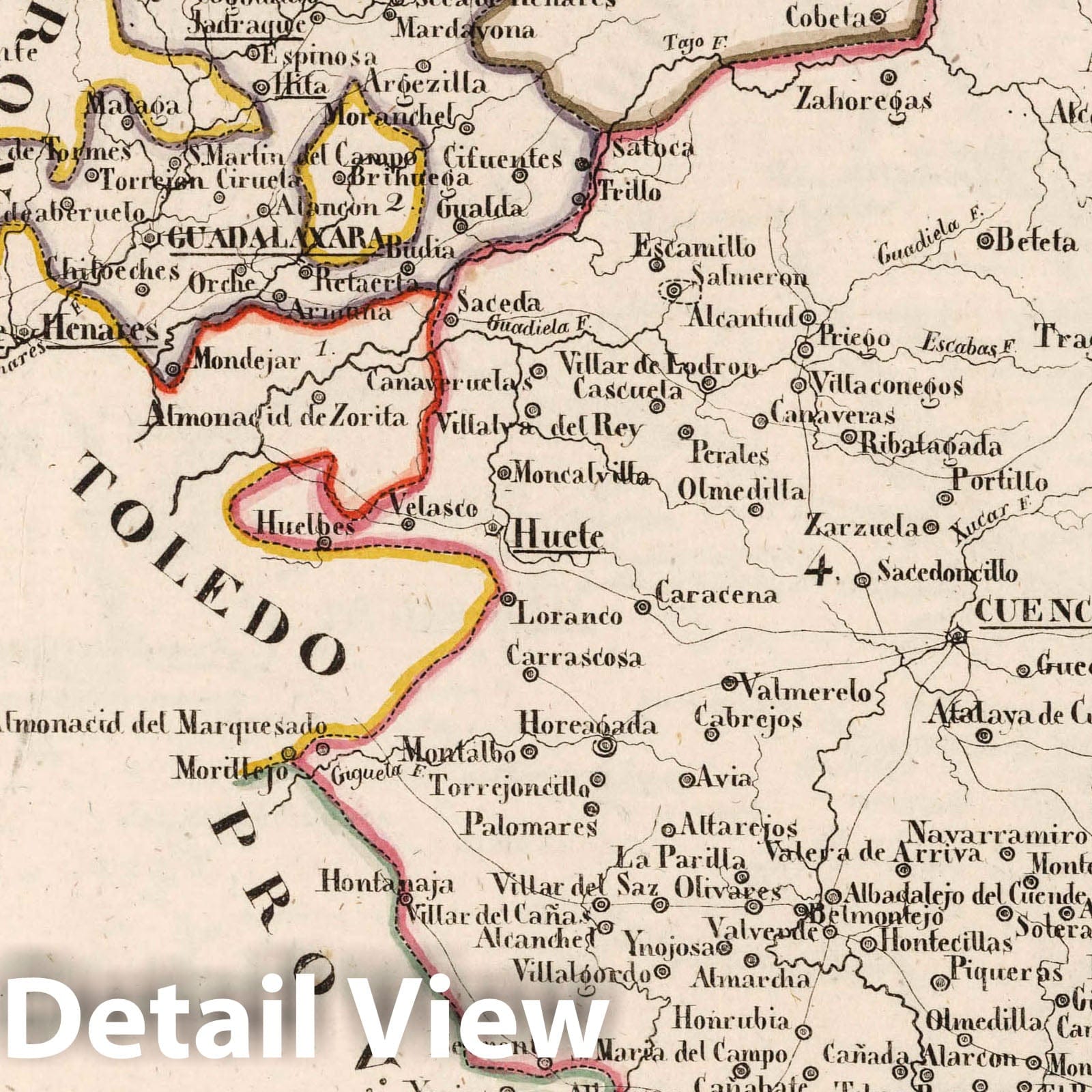 Spain: Guadalajara and Cuenca Provinces - Boundary Map, 1825