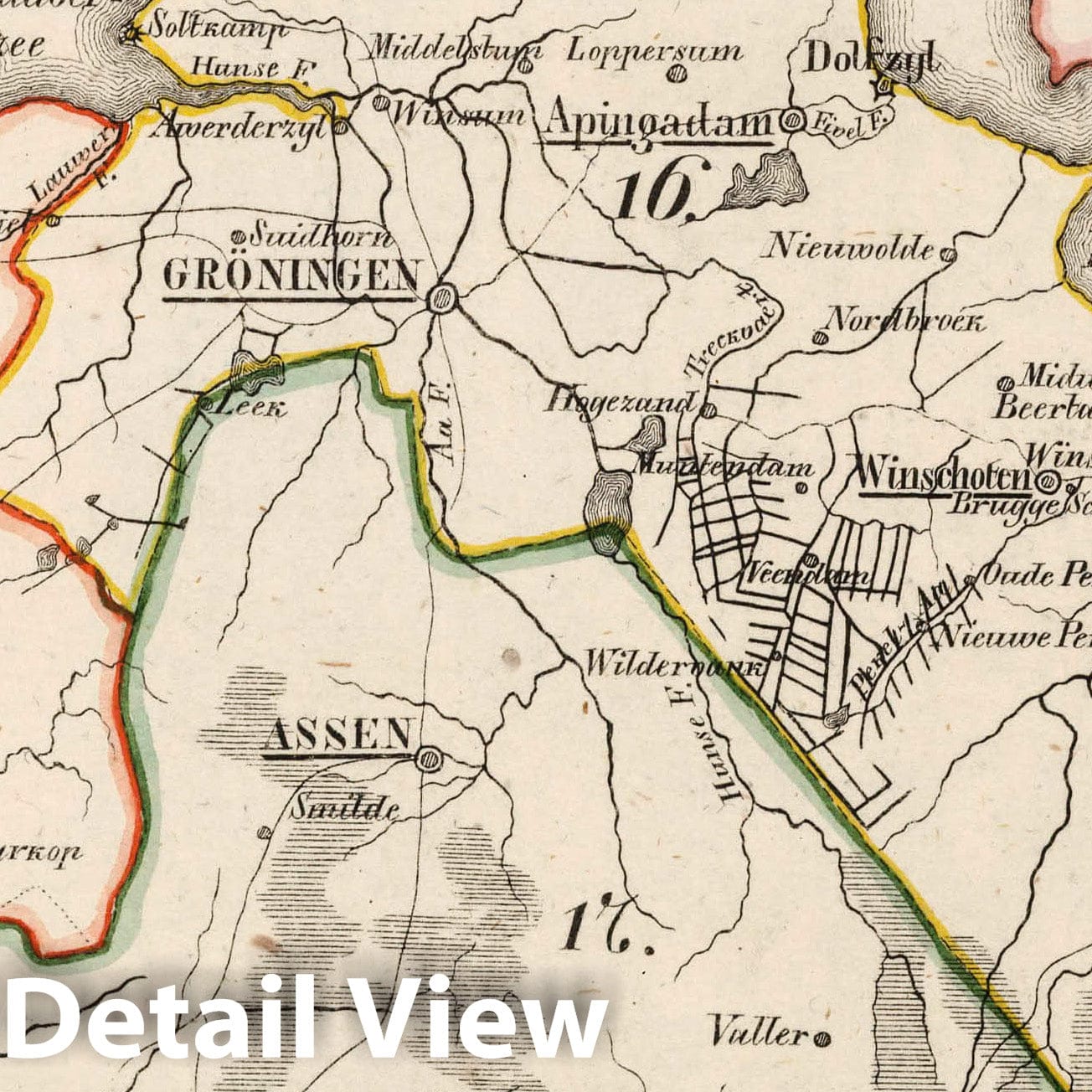 Groningen and Drenthe, Netherlands - Boundary Map, 1825