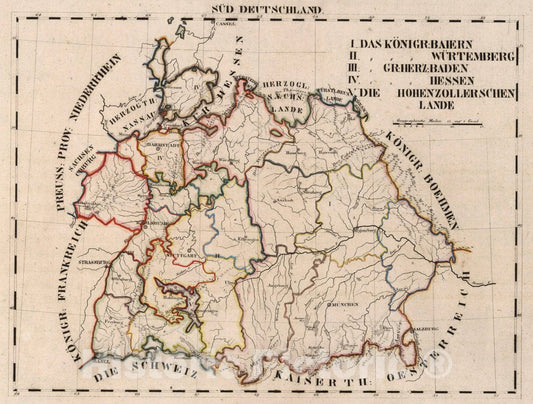 Historic Map : Germany, V.2: 6-10: VI: Sud Dutschland, 1825 Atlas , Vintage Wall Art