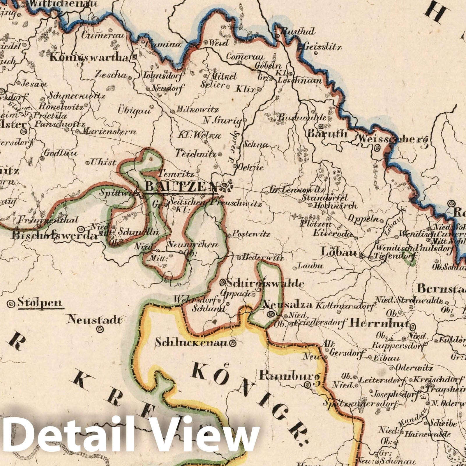 Saxony, the Lusatian Circle, Germany - 1825 Historical Map Print