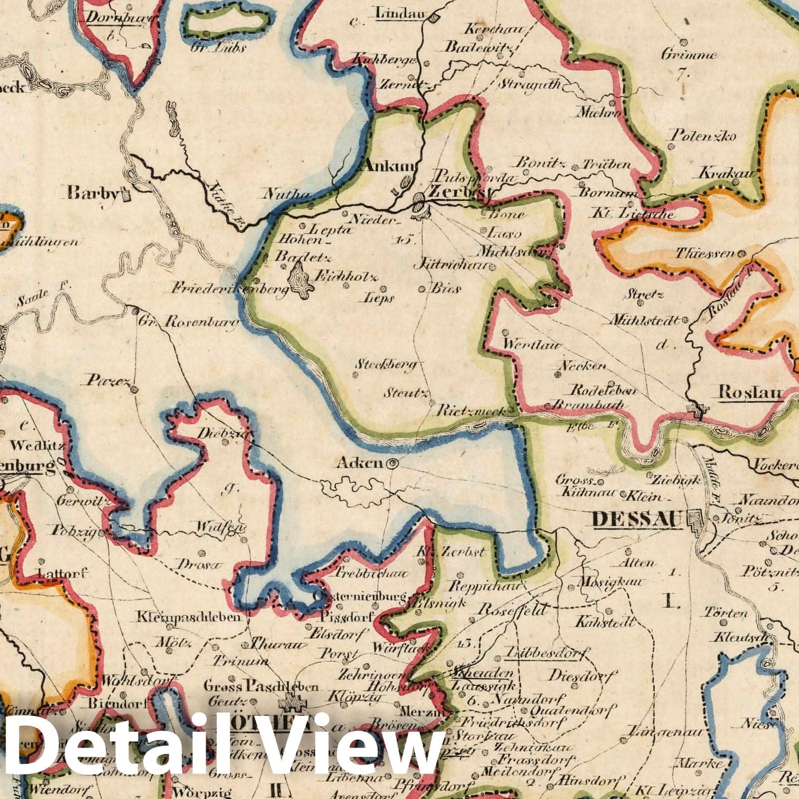 Anhalt Dessau and Kothen, 1825 - Historical Map Print