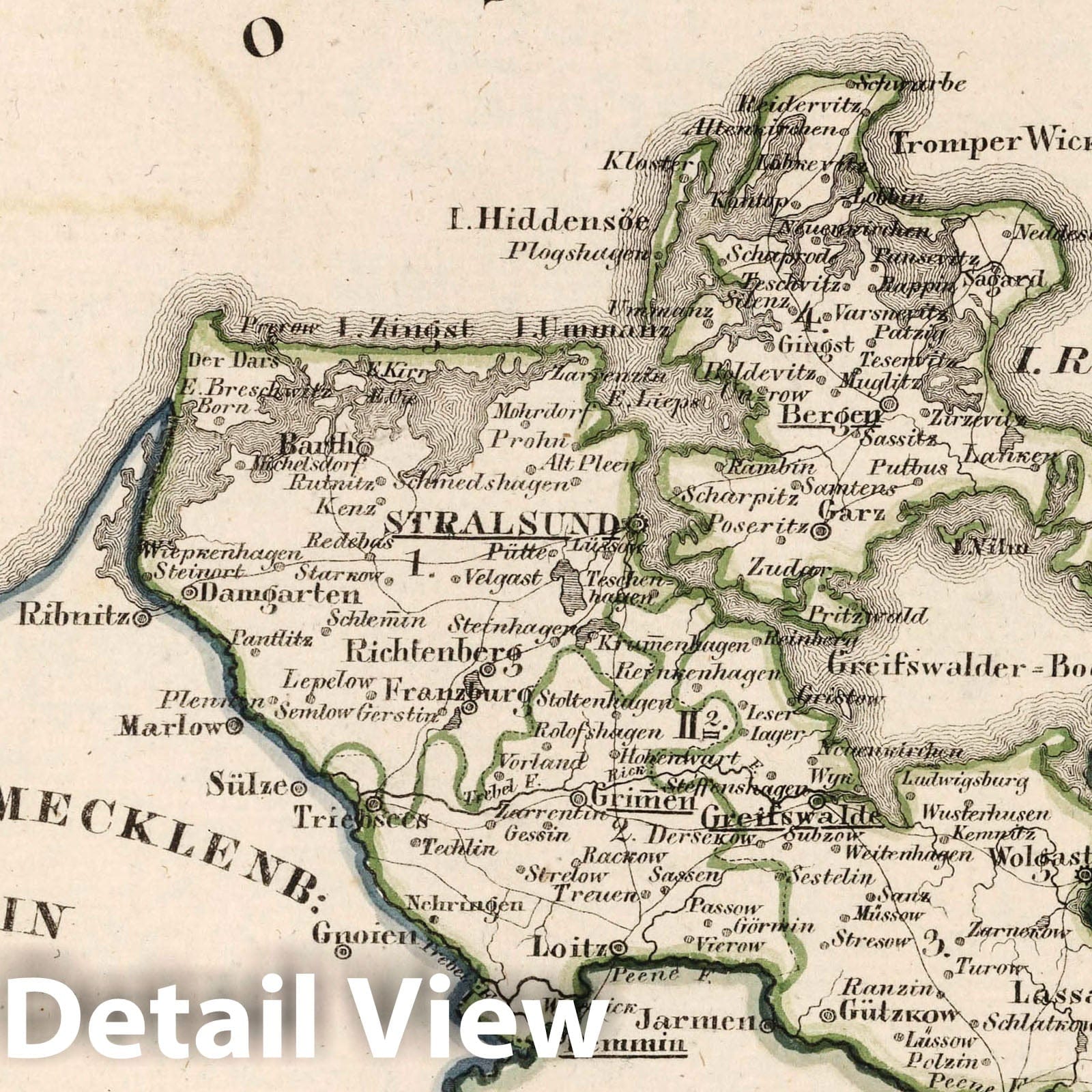Pomerania, Prussia (Stralsund), 1825 - Historical Map Print