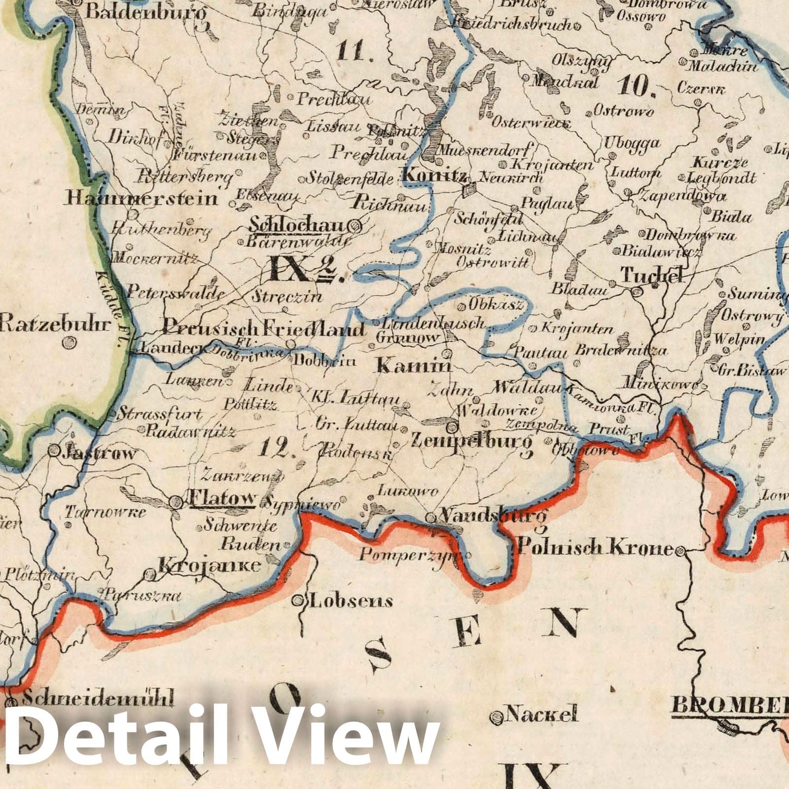 West Prussia - Danzig and Marienwerder, 1825 - Historical Map Print
