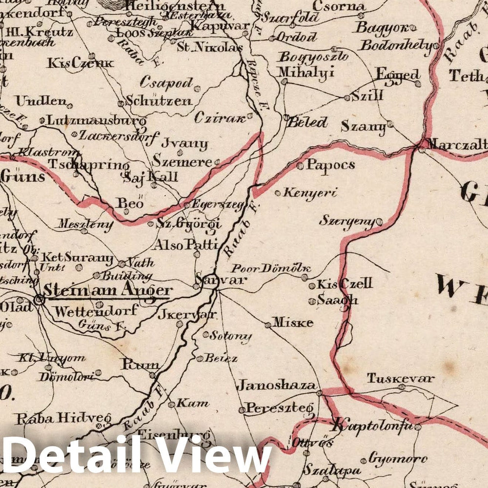 Historic Wall Map : Austria, V.3:11-15:XII: 2. Oesterreich. C. Ungarische erbstaaten, I. Koenigr: Ungarn, Gespanschaft 14-15 & 20-21, 1828 Atlas , Vintage Wall Art