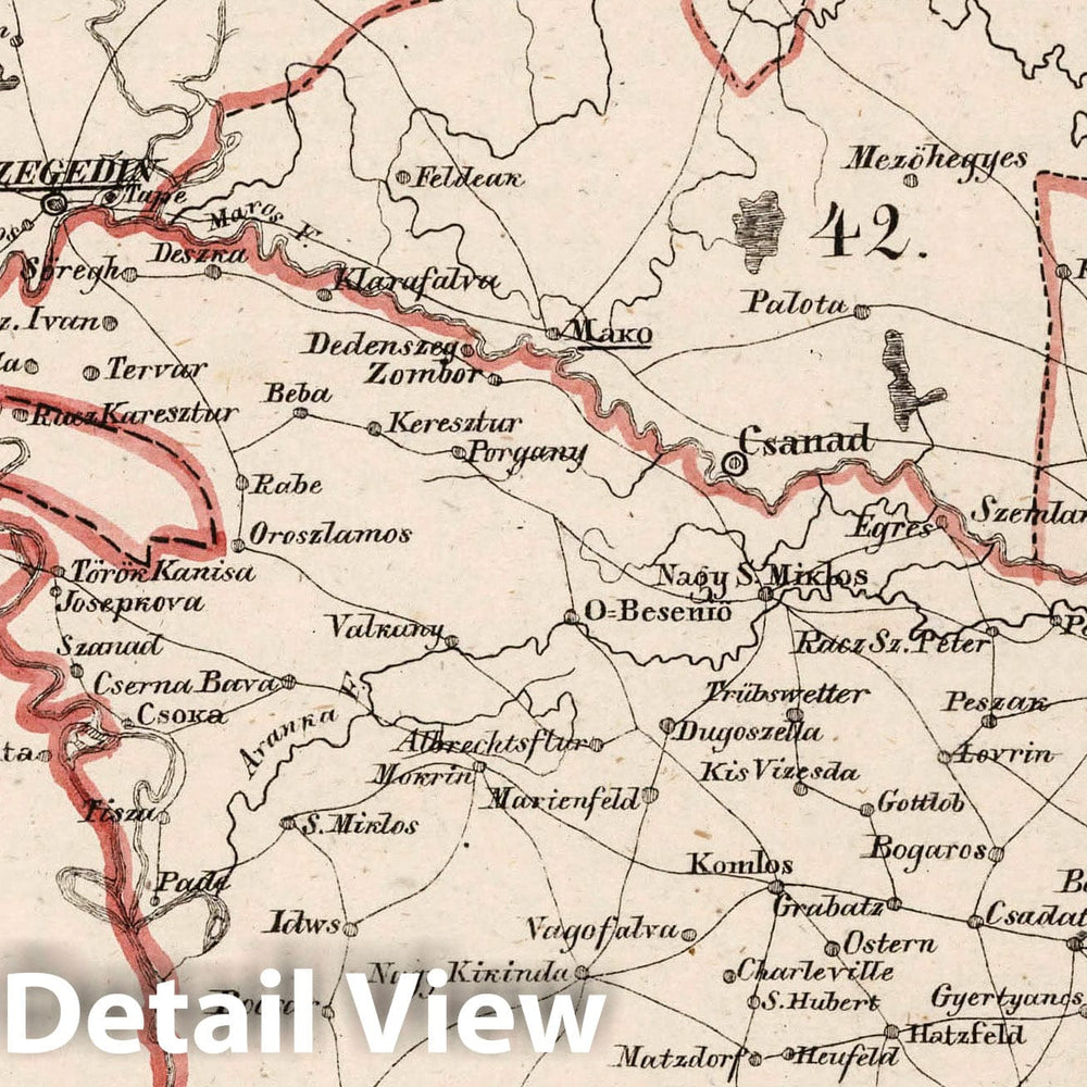 Historic Map : Austria, V.3:11-15:XII: 2. Oesterreich. C. Ungarische erbstaaten, I. Koenigr: Ungarn, Gespanschaft 41-42, 44, 1828 Atlas , Vintage Wall Art
