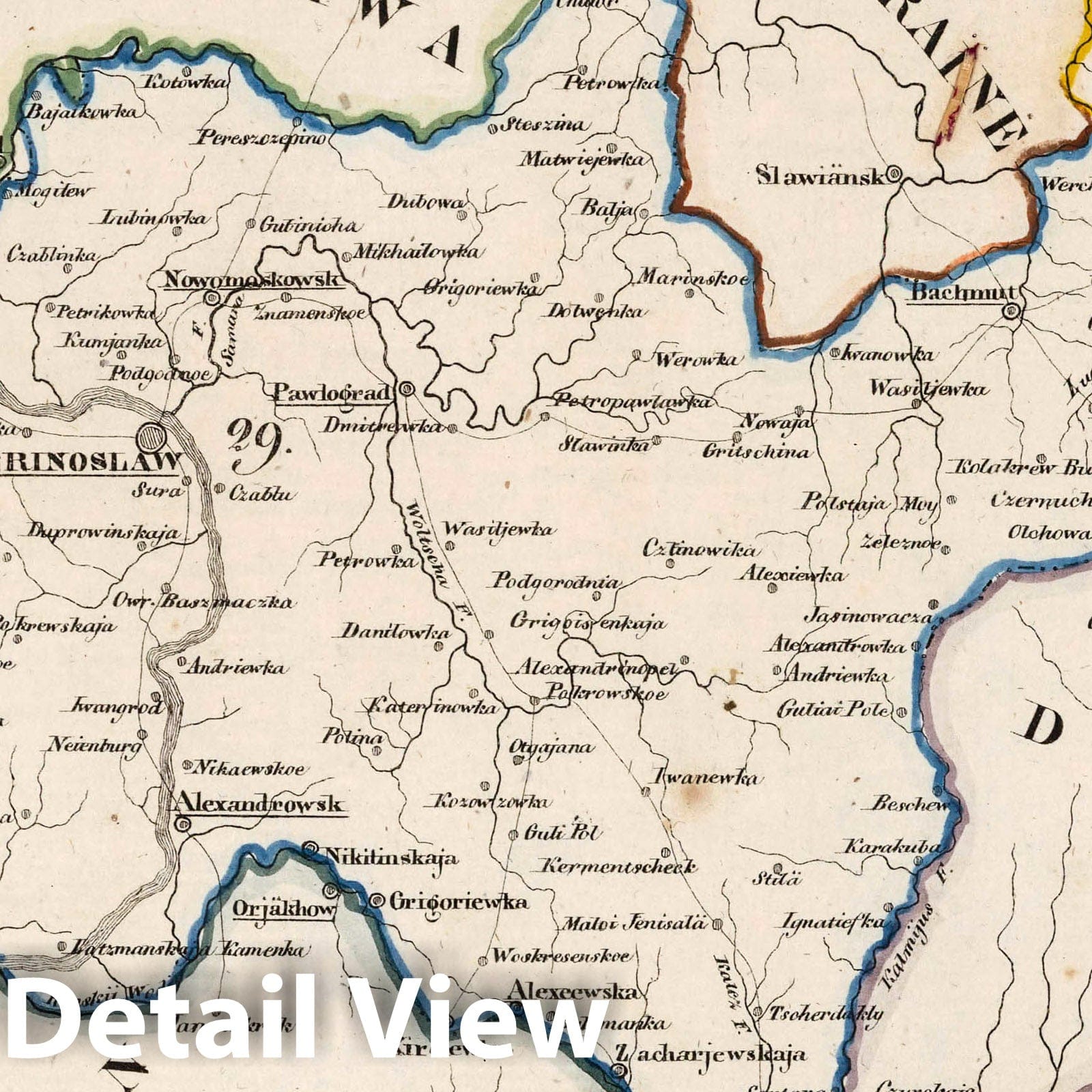 Yekaterinoslav Governorate, Russia 1829 Historical Map Print