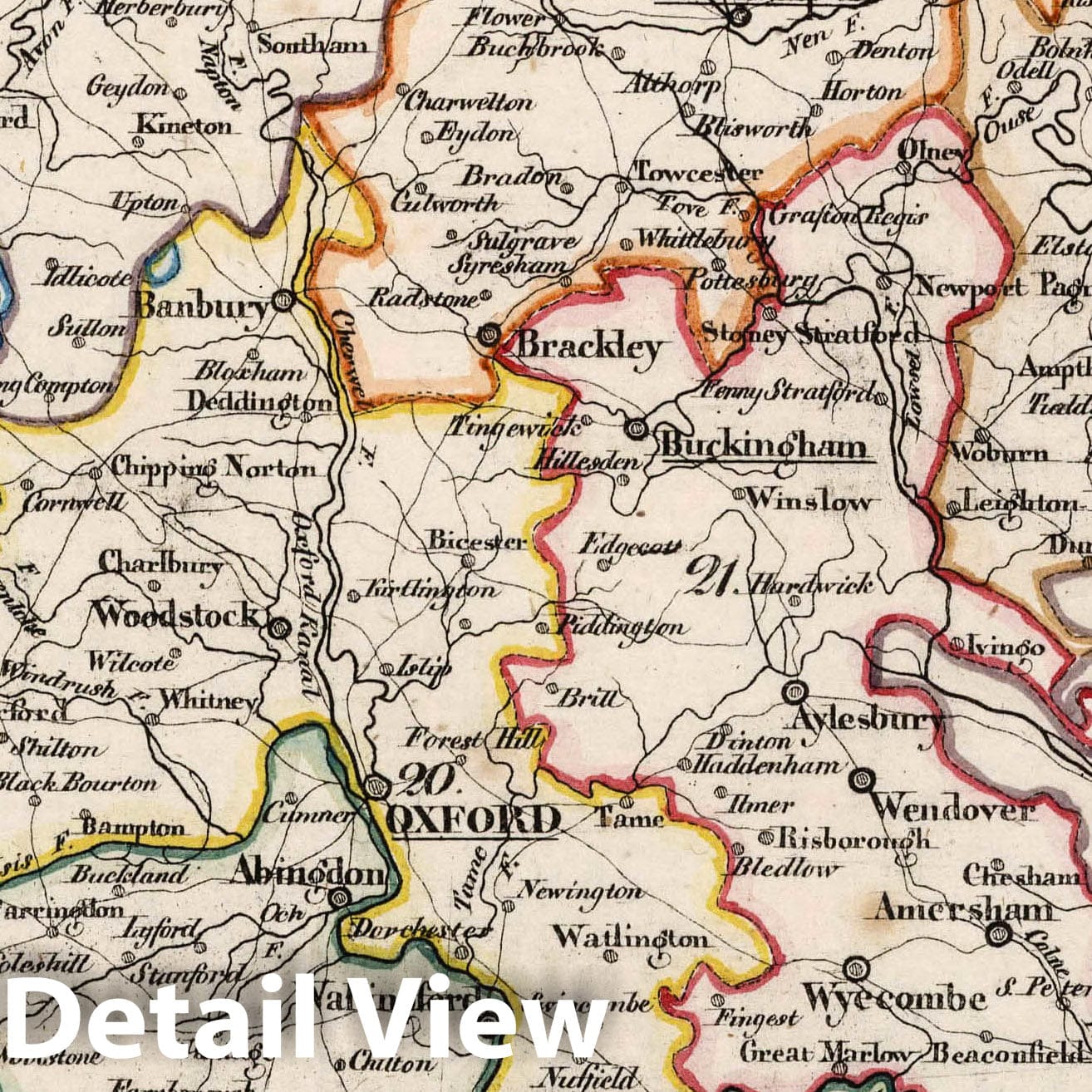 England - Boundary Map, 1830 - Historical Map Print