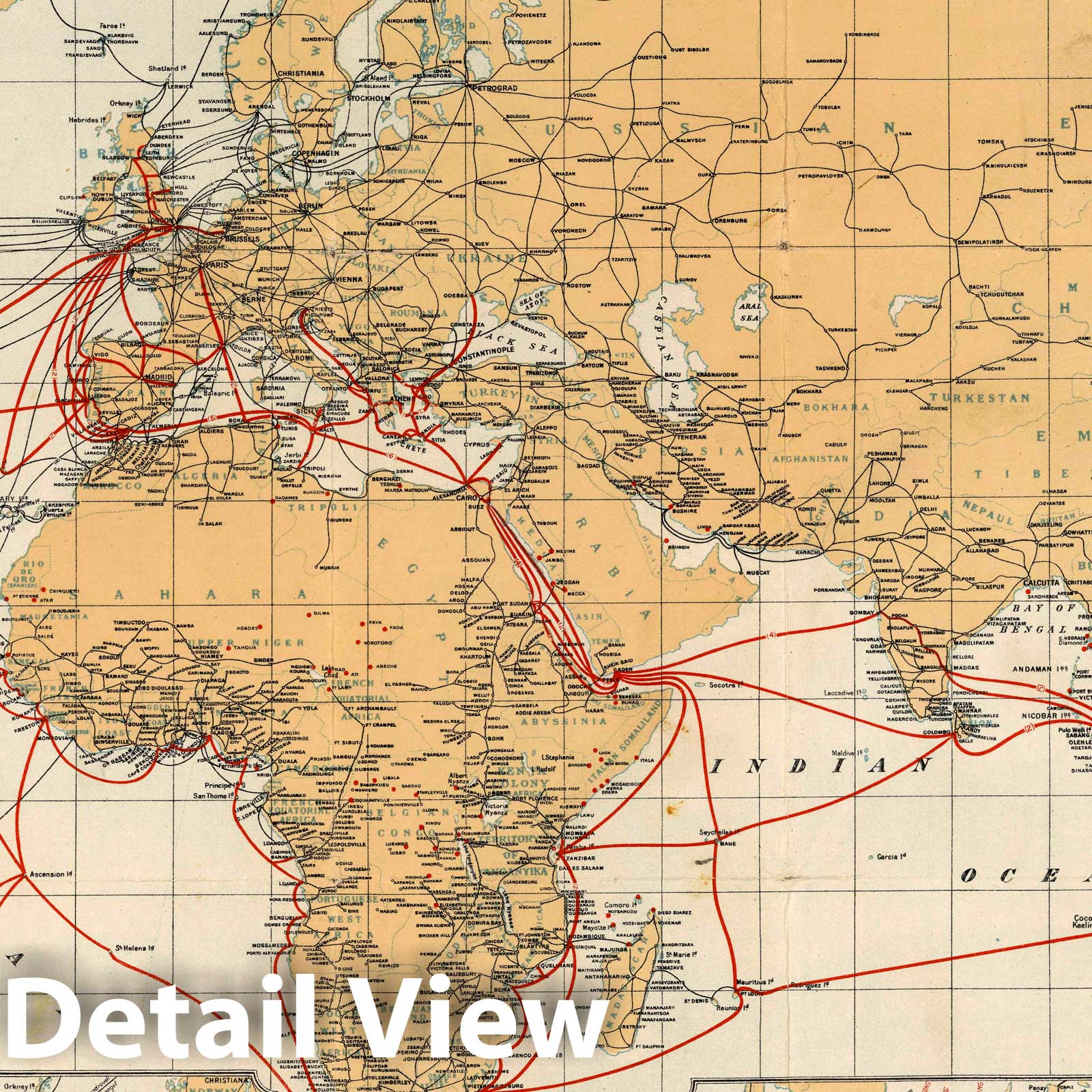 Eastern and Associated Telegraph Companies Cable System, 1922 - Historical Map Print