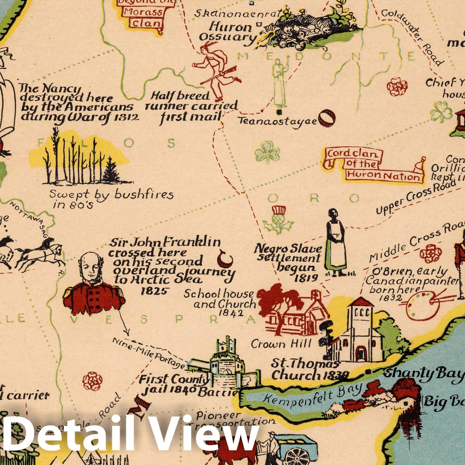 Simcoe County, Canada - Pictorial Map, 1944 - Historical Map Print