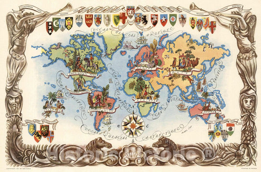 Historic Map : (World Pictorial Map), 1951 Pictorial Map - Vintage Wall Art