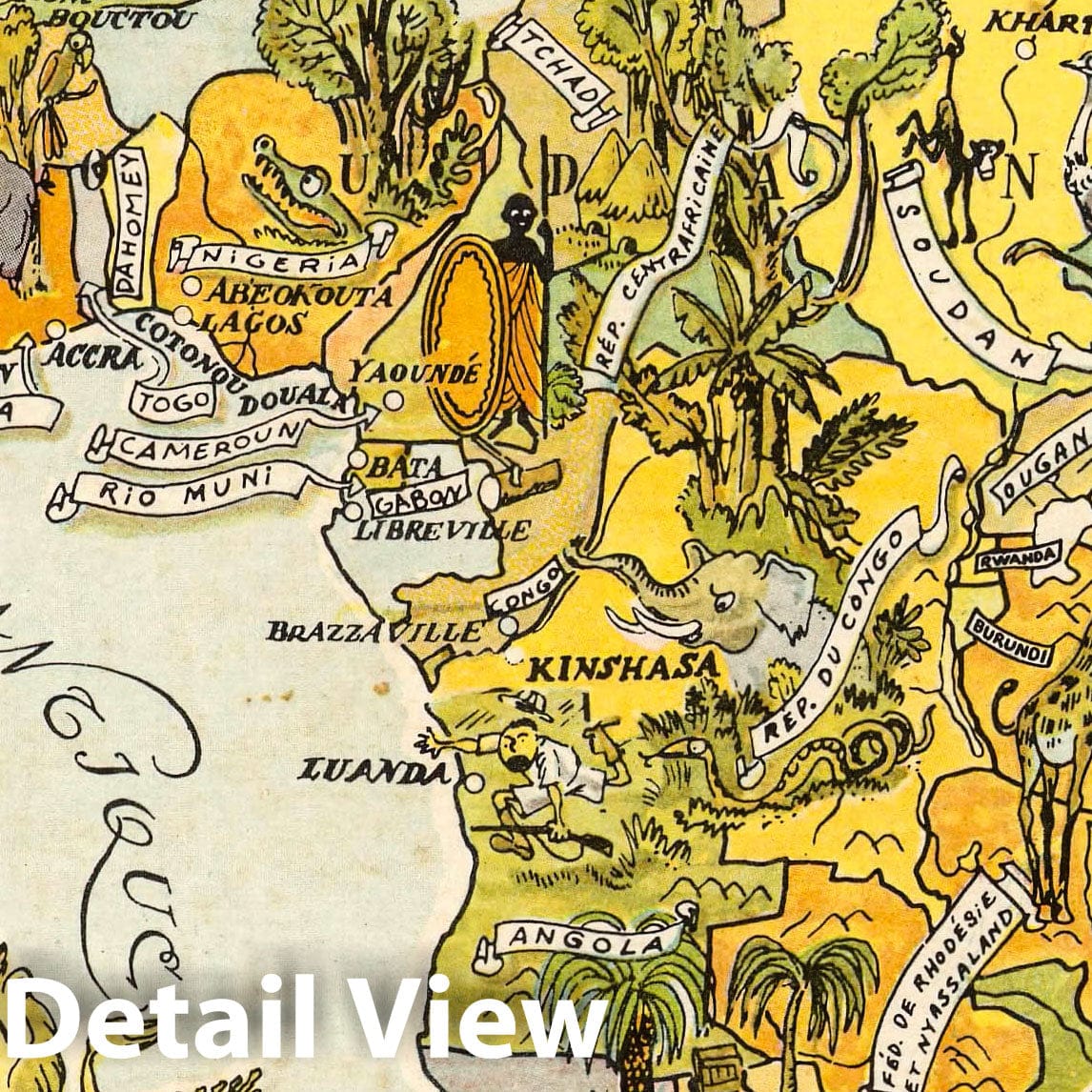 Africa - Pictorial Map, 1951 - Historical Map Print