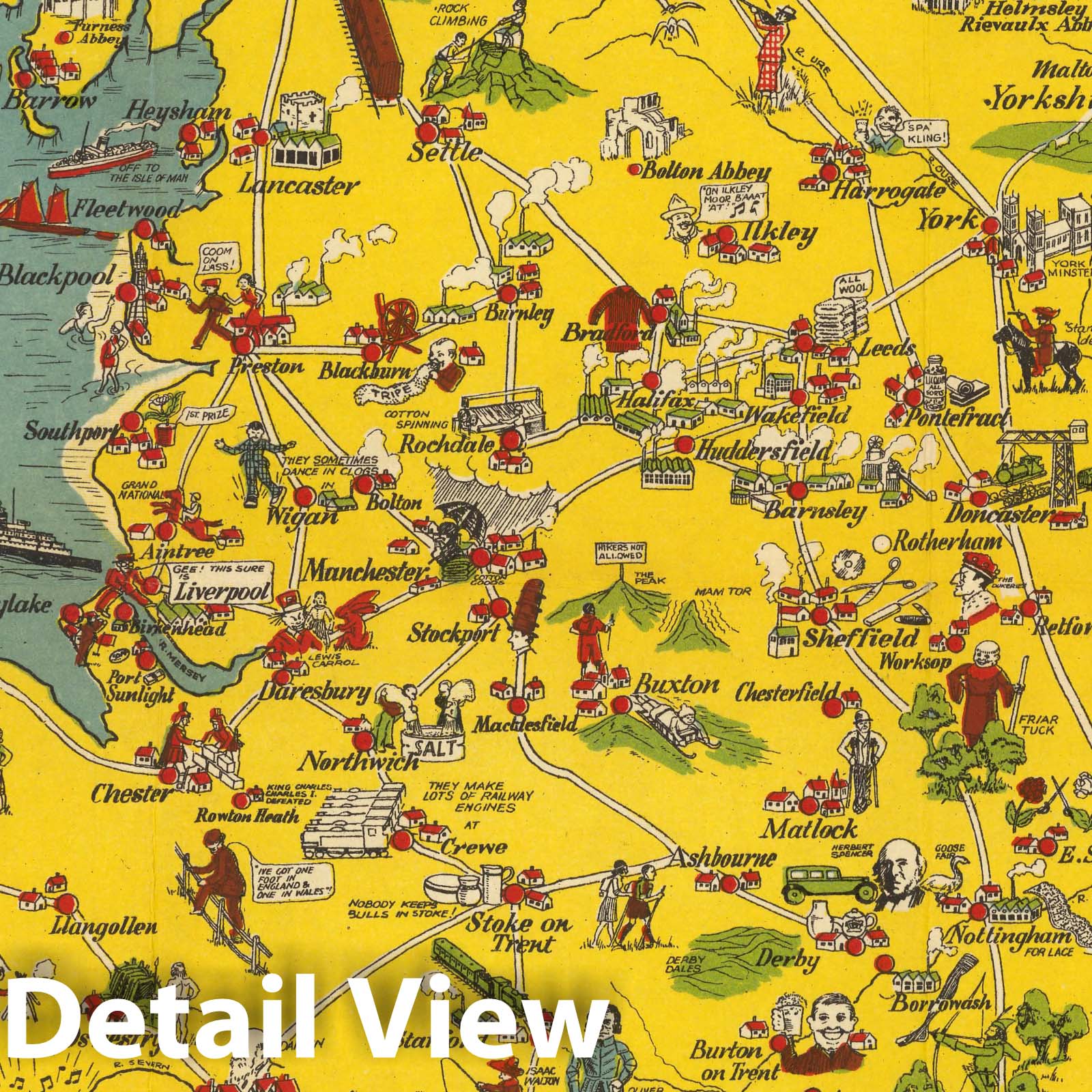 Pictorial Map of England and Wales, 1935 - Historical Map Print