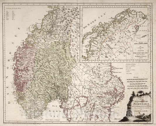 Historic Map : Norway, XXVI. Karte Von Dem Koenigreiche Norwegen, 1796 Atlas , Vintage Wall Art