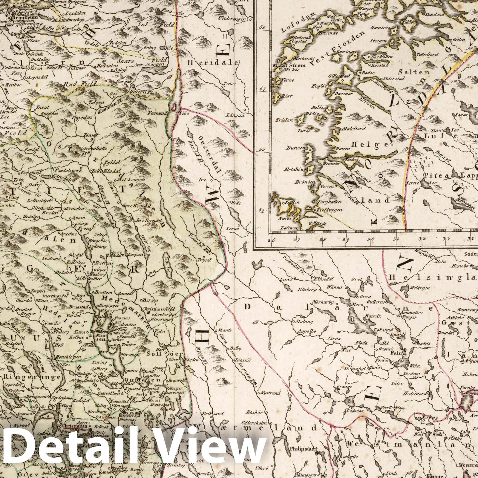 Norway - Road Map, 1796 - Historical Map Print