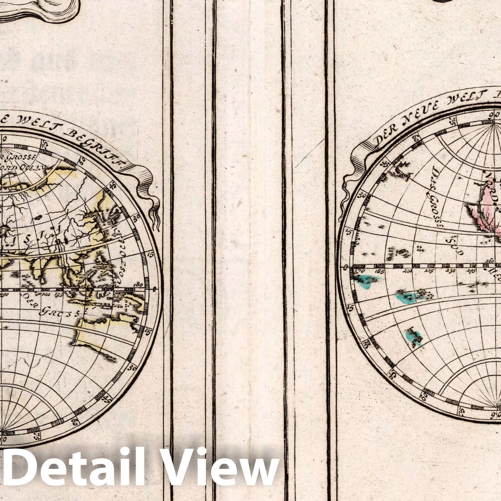 Eastern and Western Hemispheres, 1704 - Hand-Colored Historical Map Print