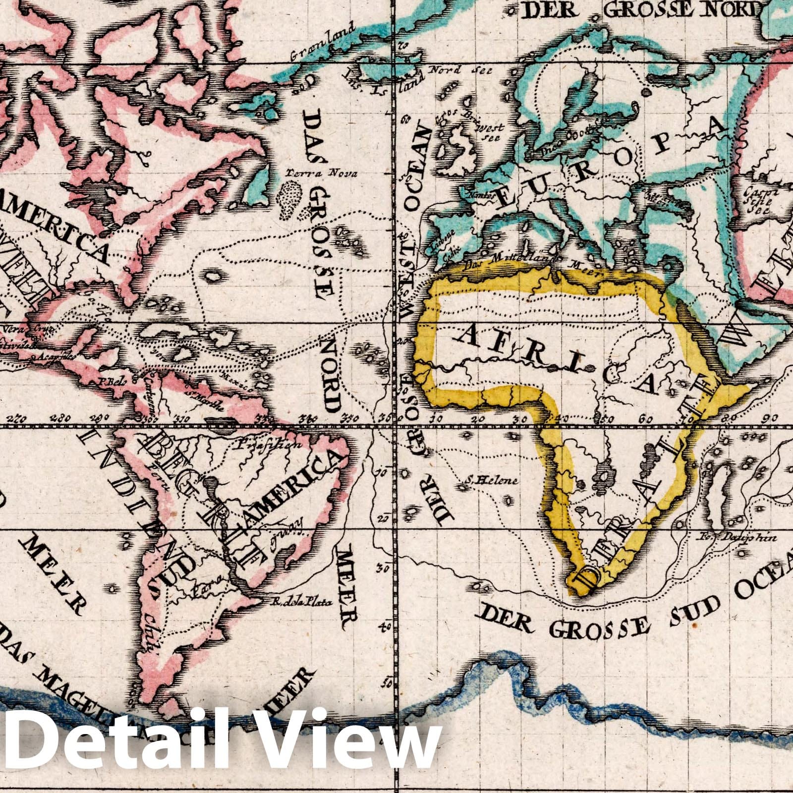 World - Shipping Routes, 1704 - Historical Nautical Map Print
