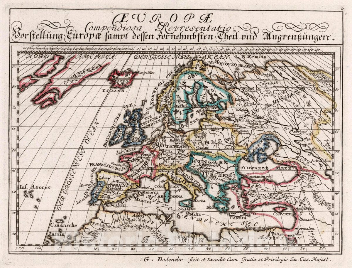 Historic Map : Europae : Compendiosa Representatio, 1704 Atlas - Vintage Wall Art