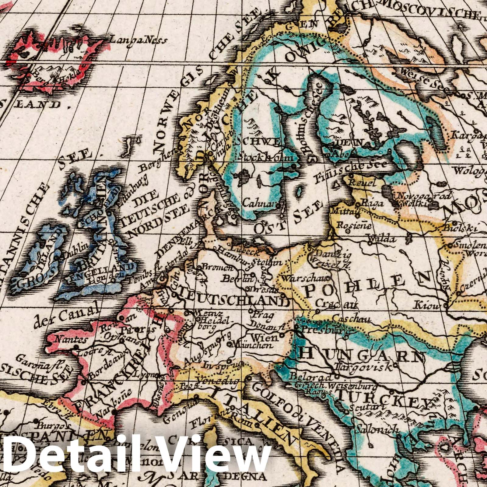 Europe 1704 - Historical Map Print by Gabriel Bodenehr