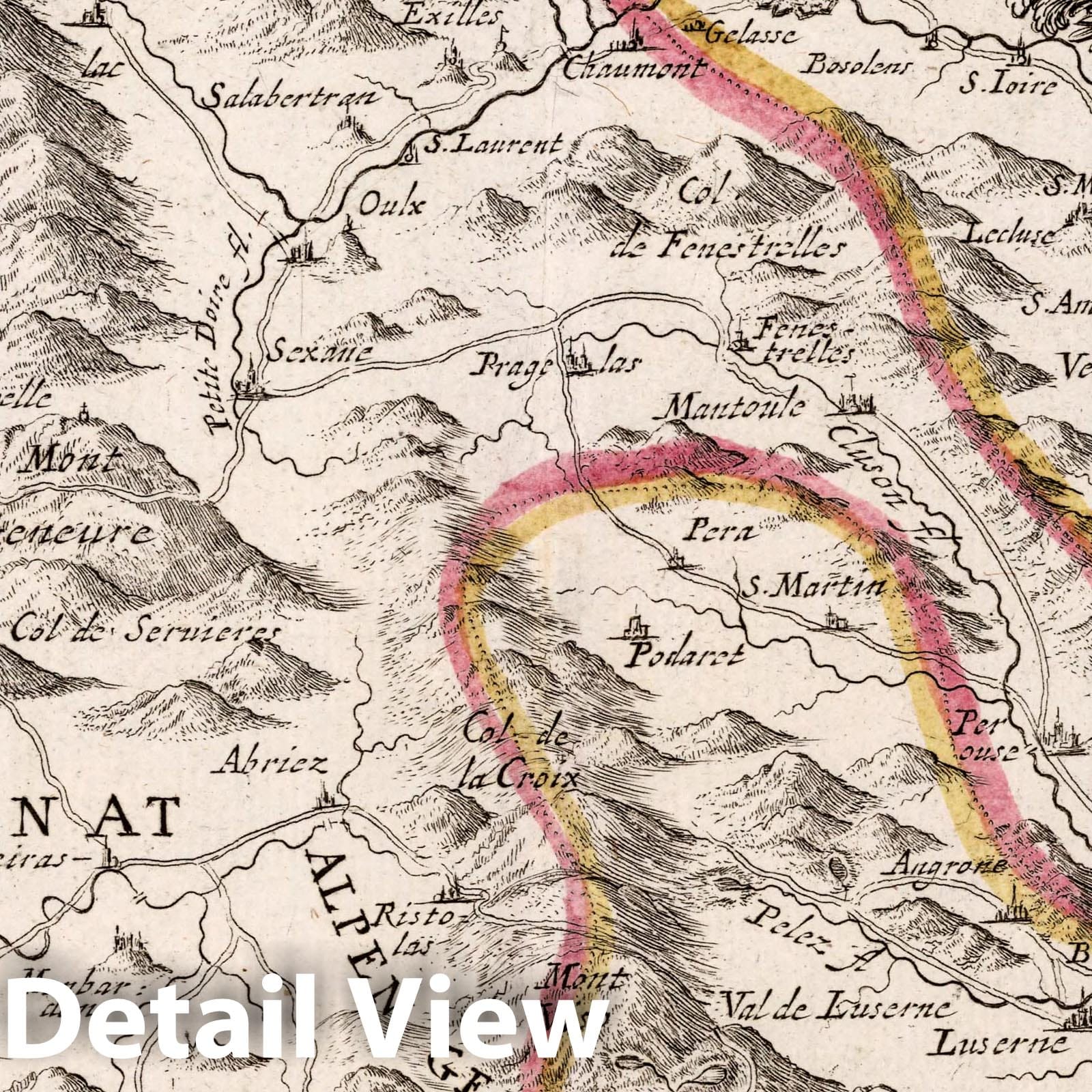 Travel Route from Dauphine to Italy, 1716 - Historical Map Reproduction